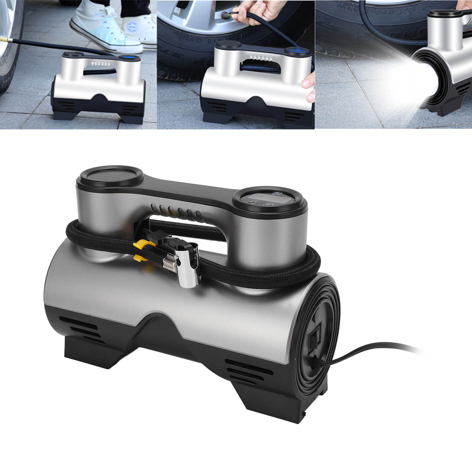 12v Tragbare Elektrische Autoluftpumpe Mit Digitalanzeige Und Licht, Kleiner Autoreifenfüller, Hochleistungs-elektroluftpumpe