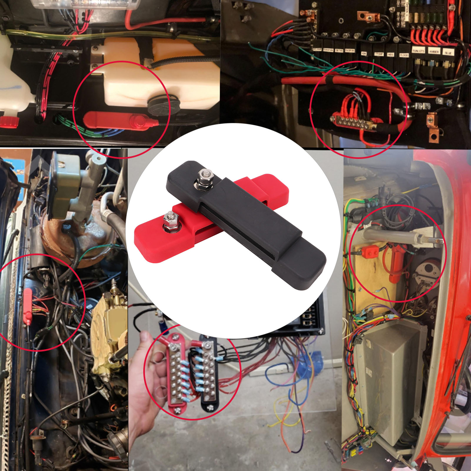 12-kanal 48v 180a Klemmenverteilerblock Für Wohnmobile Und Yachten (ein Satz Schwarzer Und Ein Satz Roter Klemmen) (cp-0816)