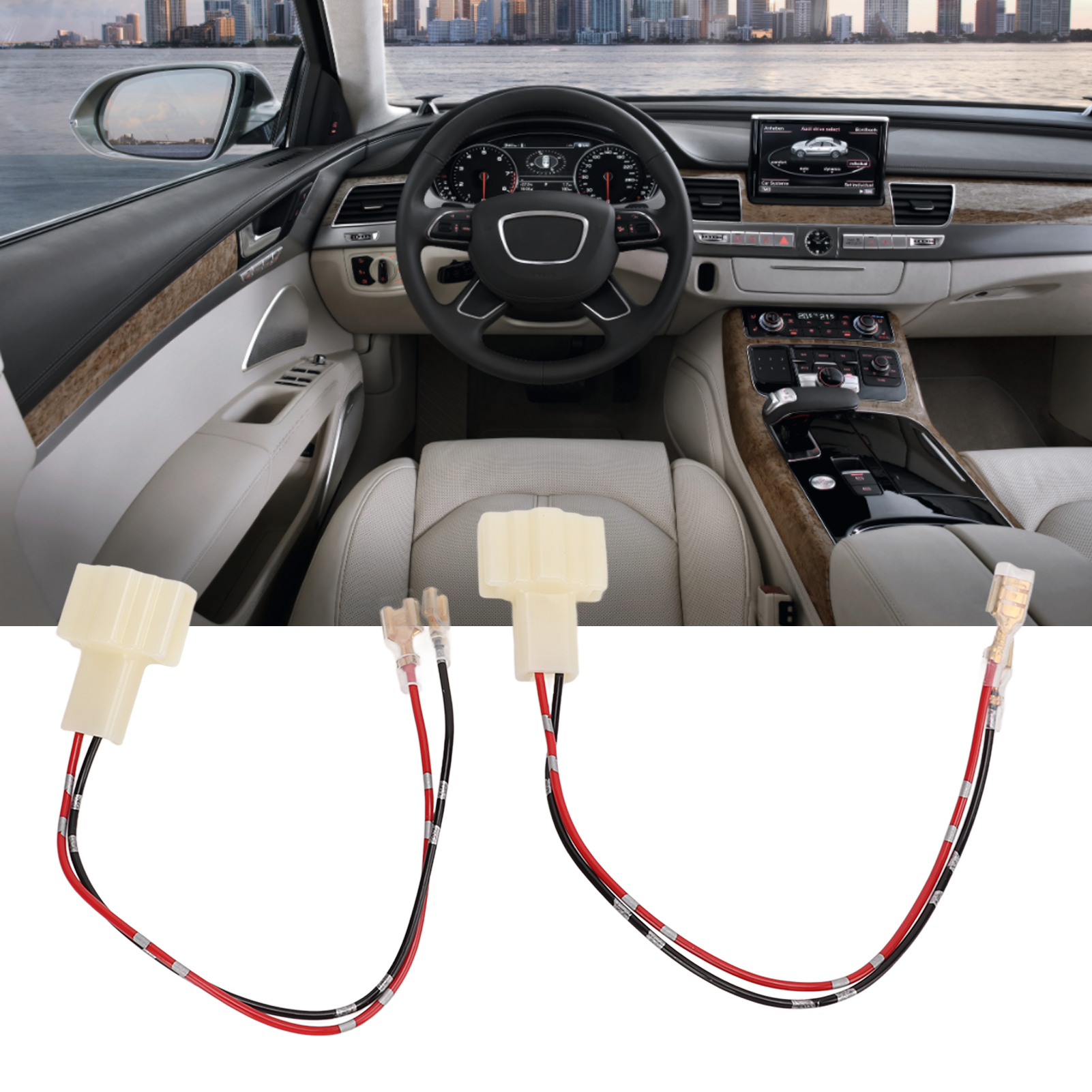 Ein Paar Auto-verstärkerkabel, Lautsprecherkabel, Audi-mitteltöner-lautsprecheranschlüsse
