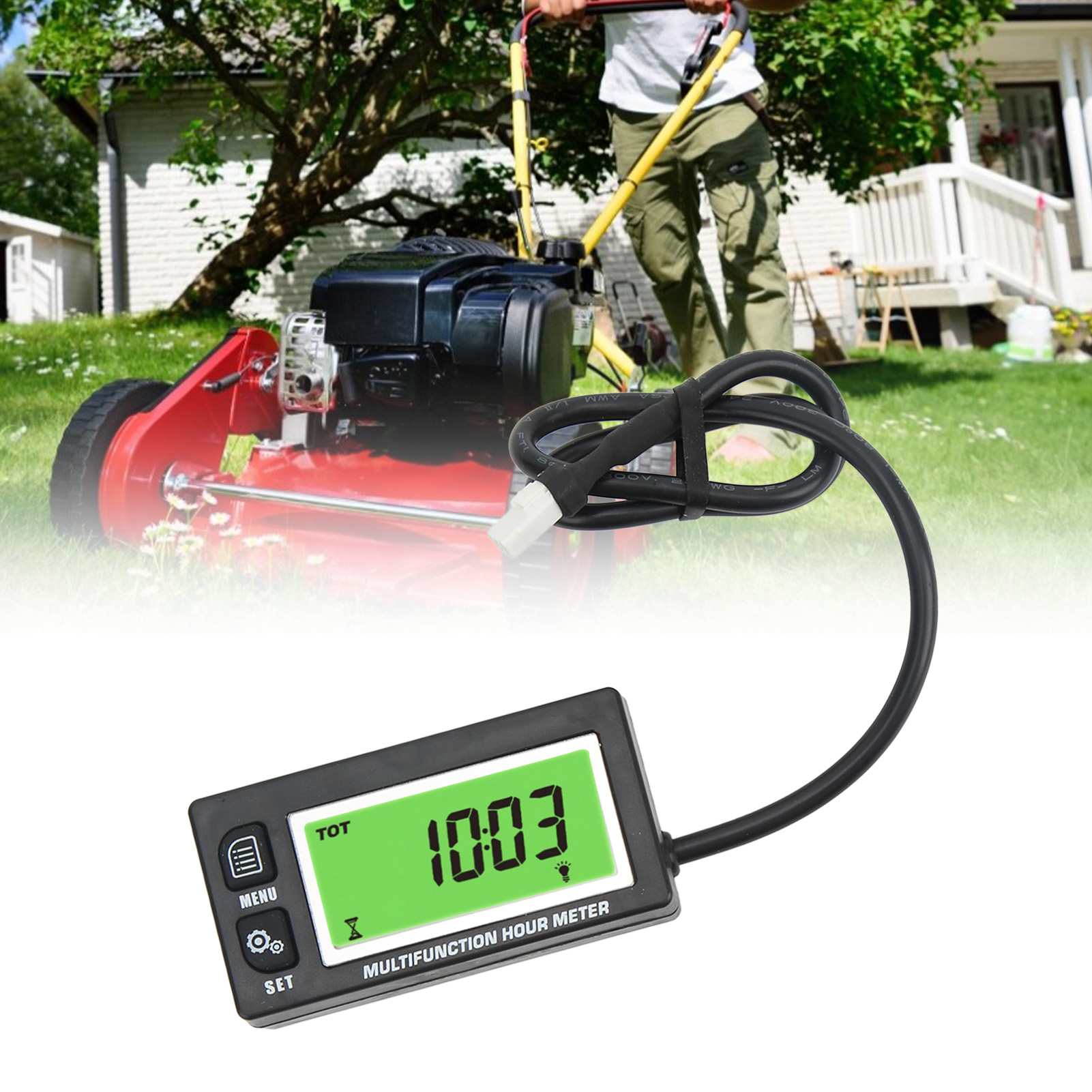 Hm028 Motorrad-golfwagen-drehzahlmesser, Rasenmäher-stundenzähler, Geschwindigkeits-, Temperatur-, Uhr- Und Komplettes Armaturenbrett (mit Eingebauter Batterie).