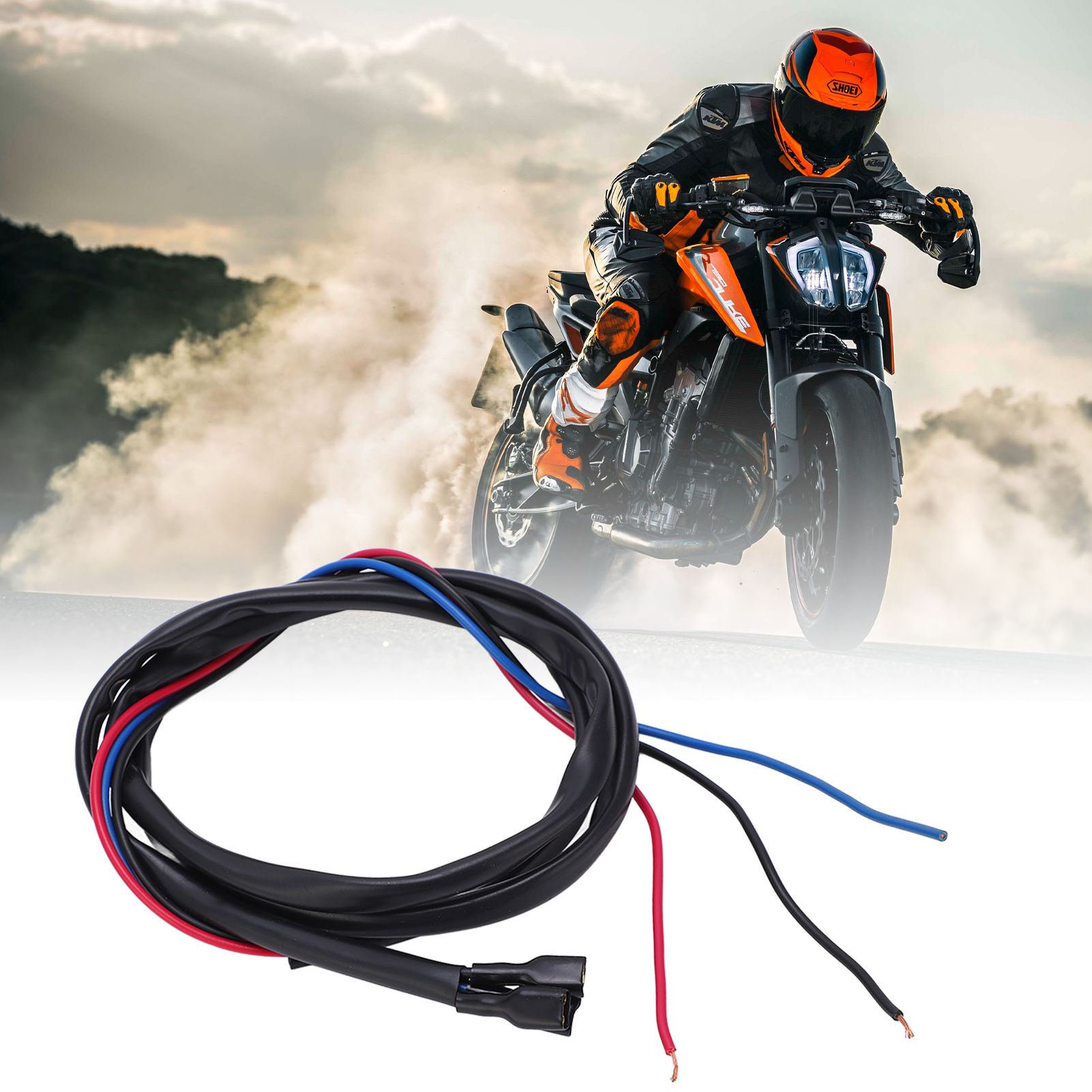 Motorrad-/rollerscheinwerfer- Und Nebelscheinwerferschalter, Bootsförmiger Led-lichtschalter, Schwarze Einlochhalterung Mit Roter Kontrollleuchte + 5,6 Cm Kabelhalterung.
