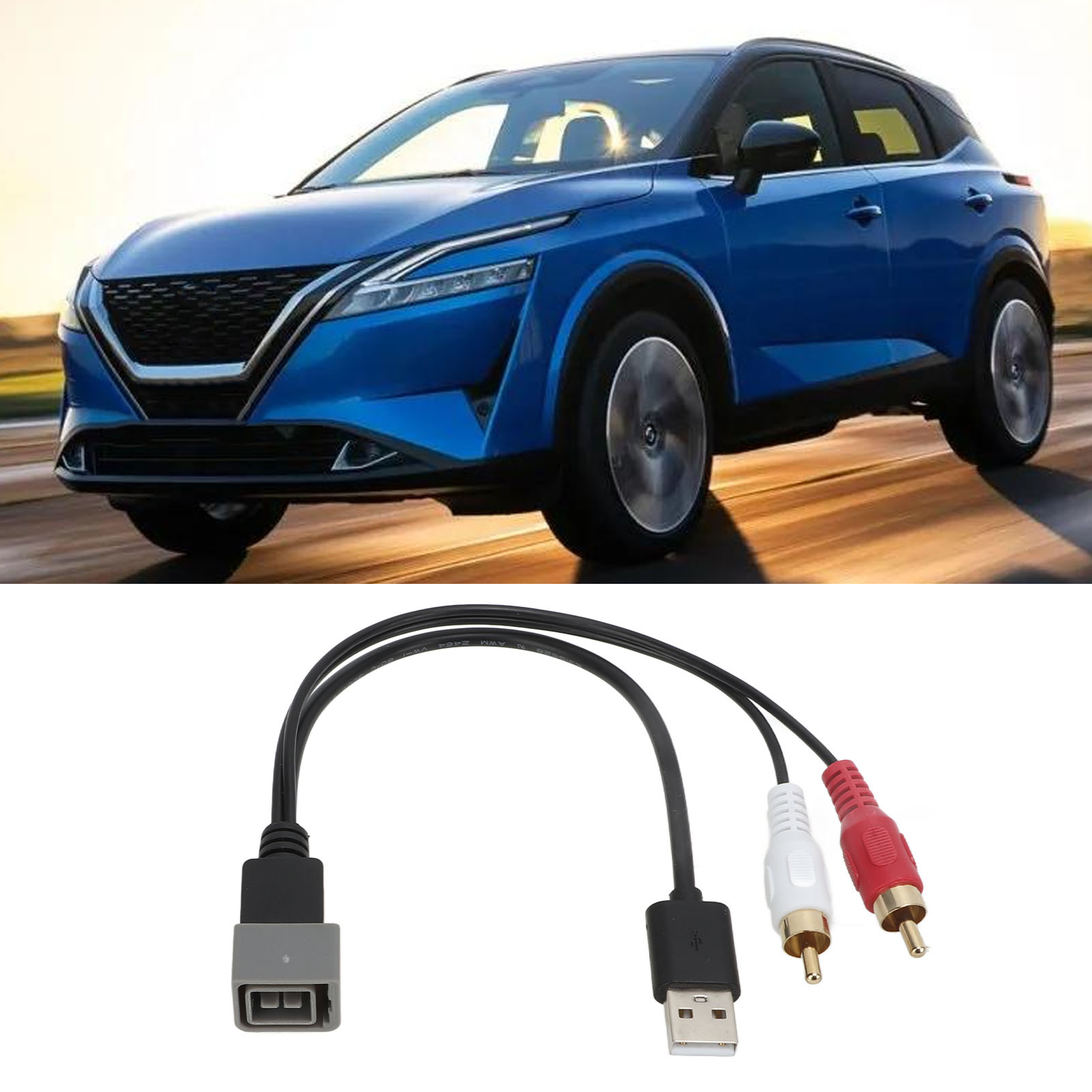 Usb/rca-steckerkabel Für Nissan Qashqai Tenna Autoradio (grauer Anschluss)