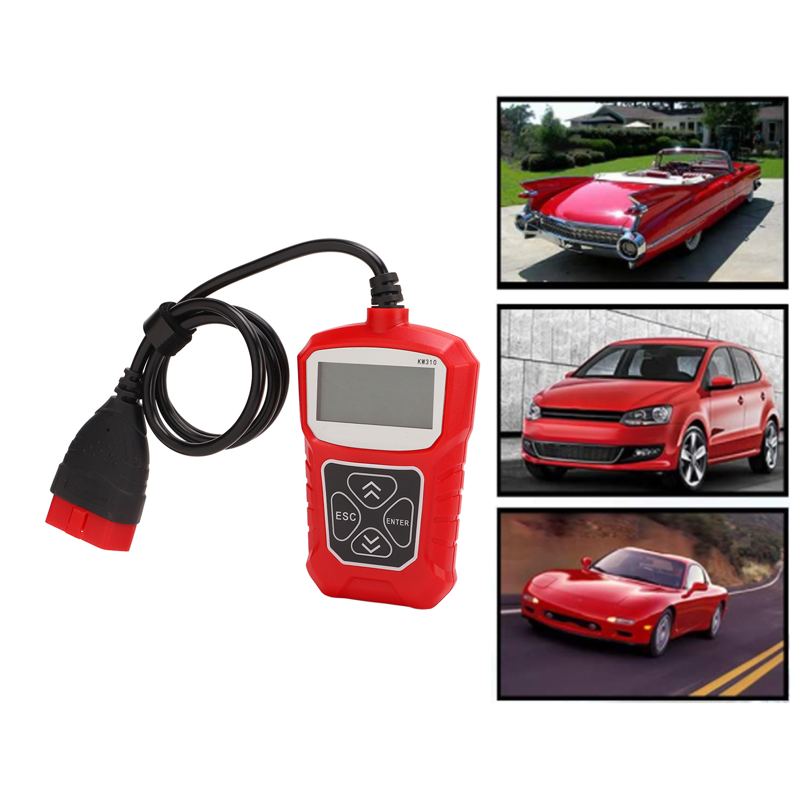 Kw310 Obd2-scanner Mit Vollem Obdii-funktionsumfang, 10 Modi, Motorfehlercode-lesung Und Diagnosewerkzeug (rot)