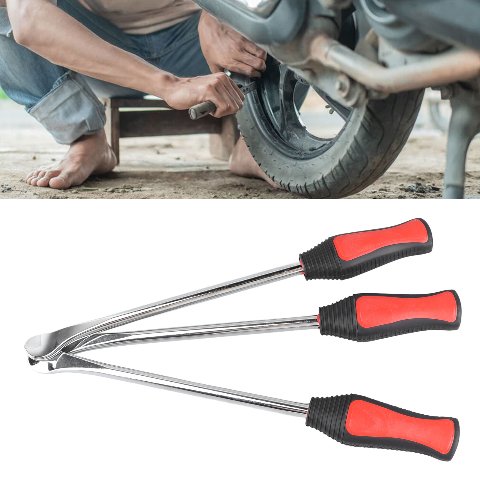 (exklusiv In Mexiko Erhältlich) Motorrad-reifenwerkzeug: Reifenheber, Löffel Und Schutzhülle (vierte Plastiktüte, Rote Schutzhülle)