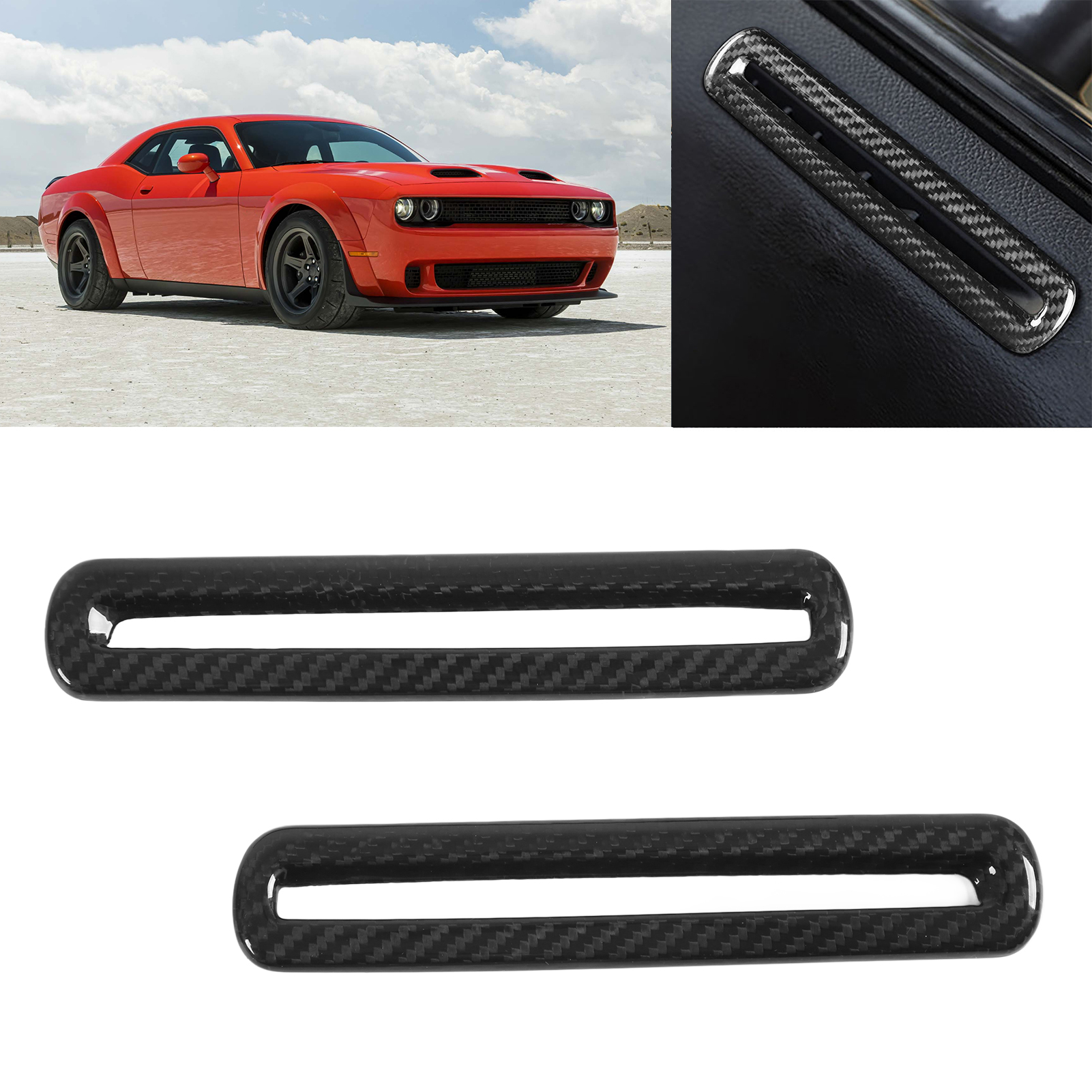 Türlüftungsabdeckungen Mit Carbonfaser-textur Für Dodge Challenger 2015-2021 (ein Paar)