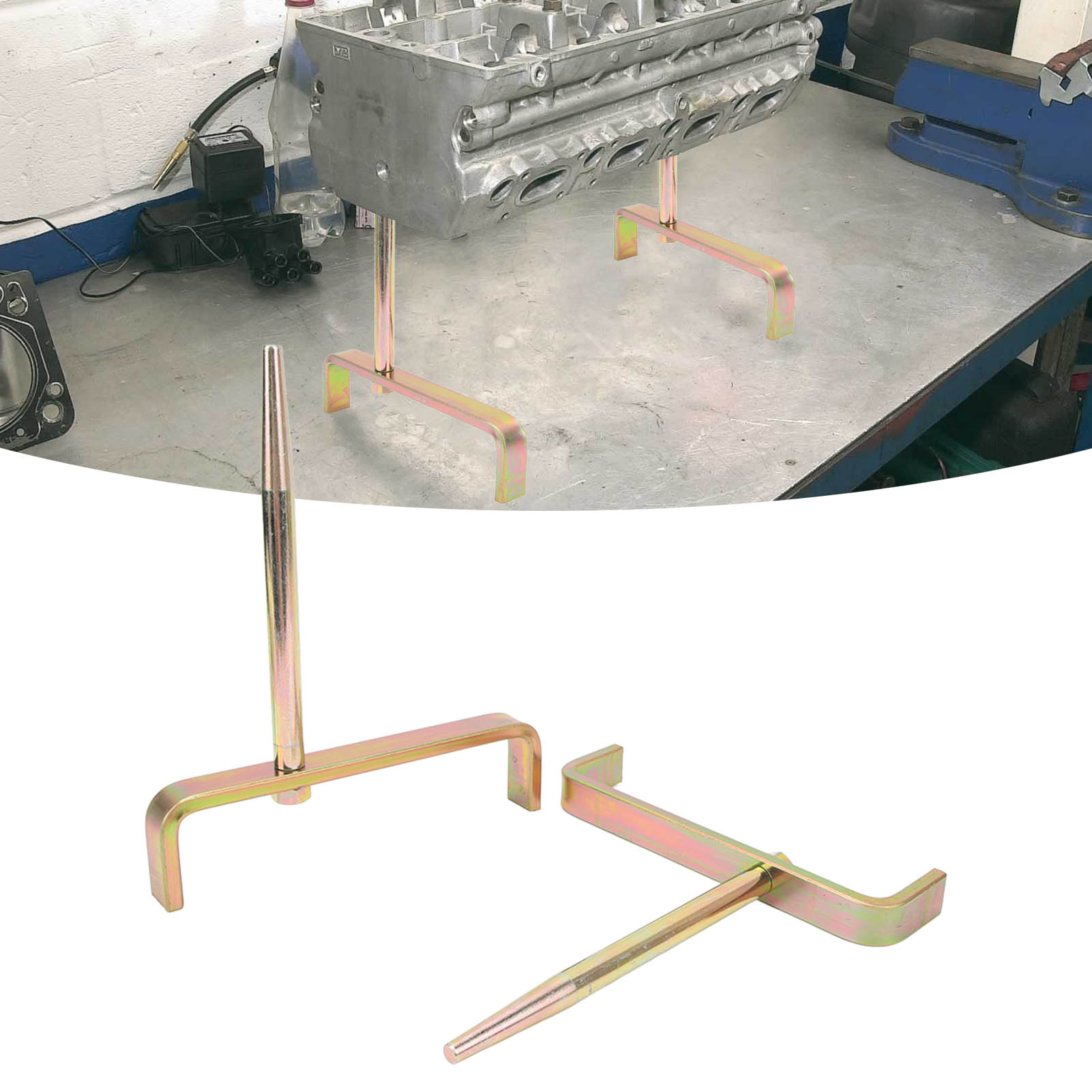 Zweiteiliges Set Bestehend Aus Einer Zylinderkopfhalterung, Einer Motorabdeckungshalterung, Einer Speziellen Montagehalterung Für Motorreparaturen Und Kfz-reparaturwerkzeugen.
