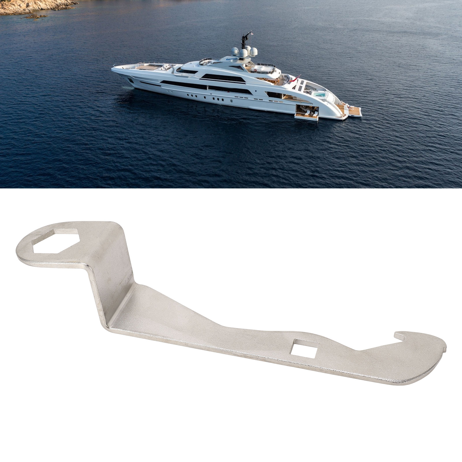 Spiralschlüssel Aus Seewasserbeständigem Edelstahl 304, Geeignet Für 1-1/16"-sechskantmuttern Und 0,56"-vierkantmuttern Für Anwendungen Im Schiffs- Und Yachtbau (1101sn).