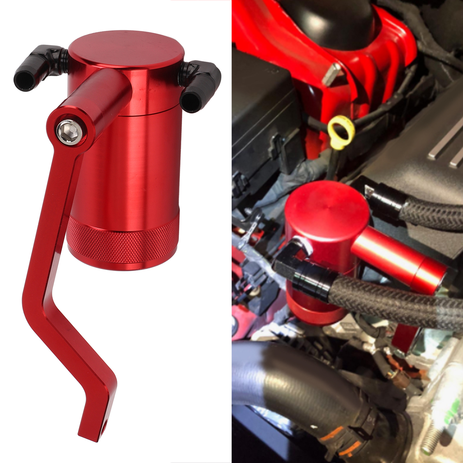 Gefräster Aluminium-ölbehälter (rot) Mit Montagehalterung Für Dodge Charger Chrysler 300 2011-2021 6.4l (occ-1056-r)