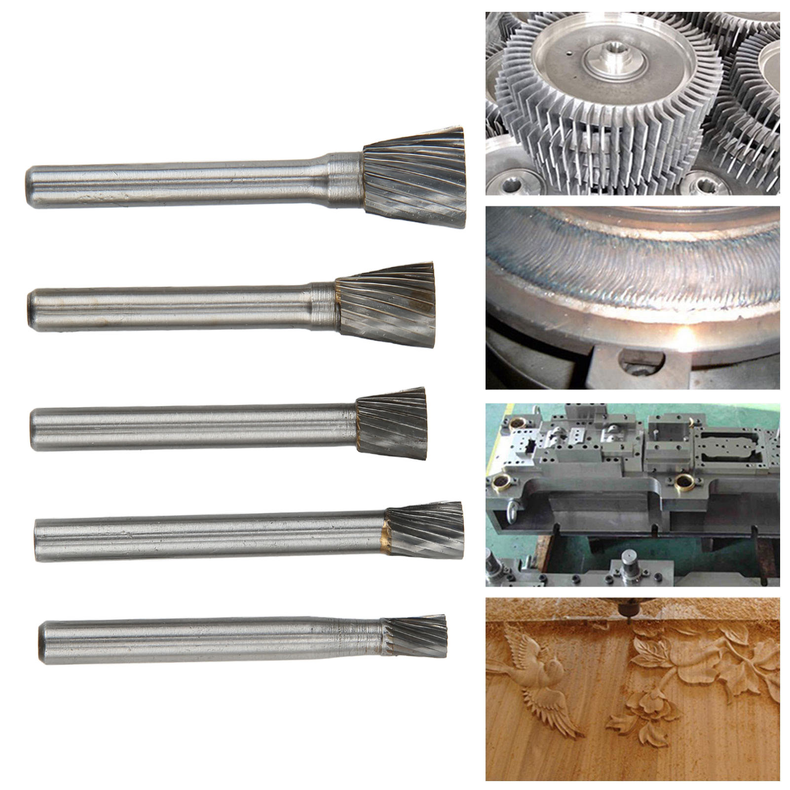 Satz Von Einrilligen N-förmigen Hartmetall-rotationsfeilen, 6 Mm Durchmesser Griff, Geeignet Für Das Oberflächenschleifen In Der Luft- Und Raumfahrt, Der Automobilindustrie Und Der Schifffahrt.
