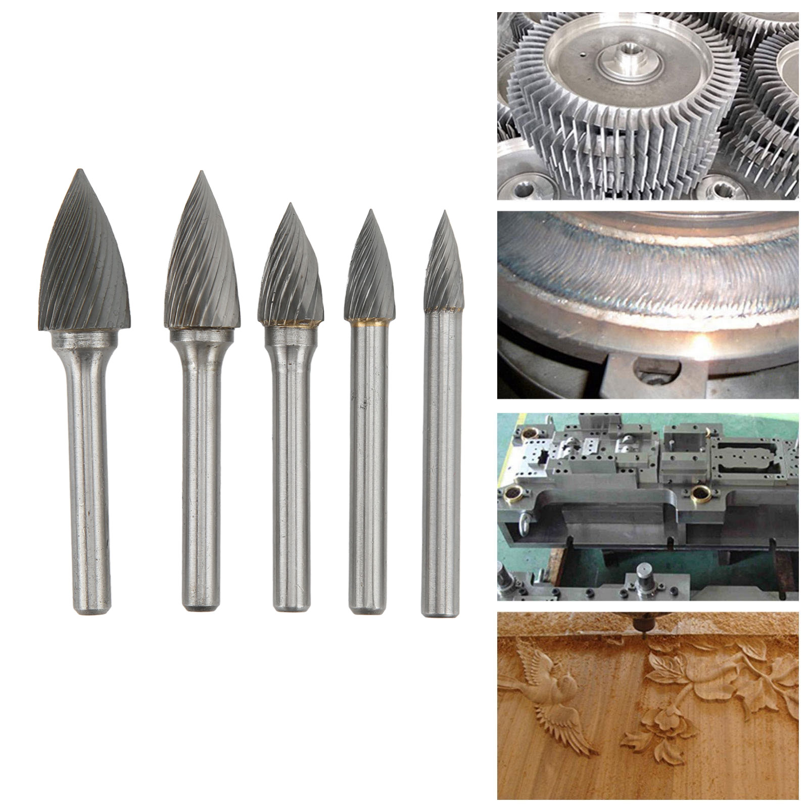 Satz Von Einrilligen G-förmigen Hartmetall-rotationsfeilen, 6 Mm Durchmesser Griff, Geeignet Für Das Oberflächenschleifen In Der Luft- Und Raumfahrt, Der Automobilindustrie Und Der Schifffahrt.