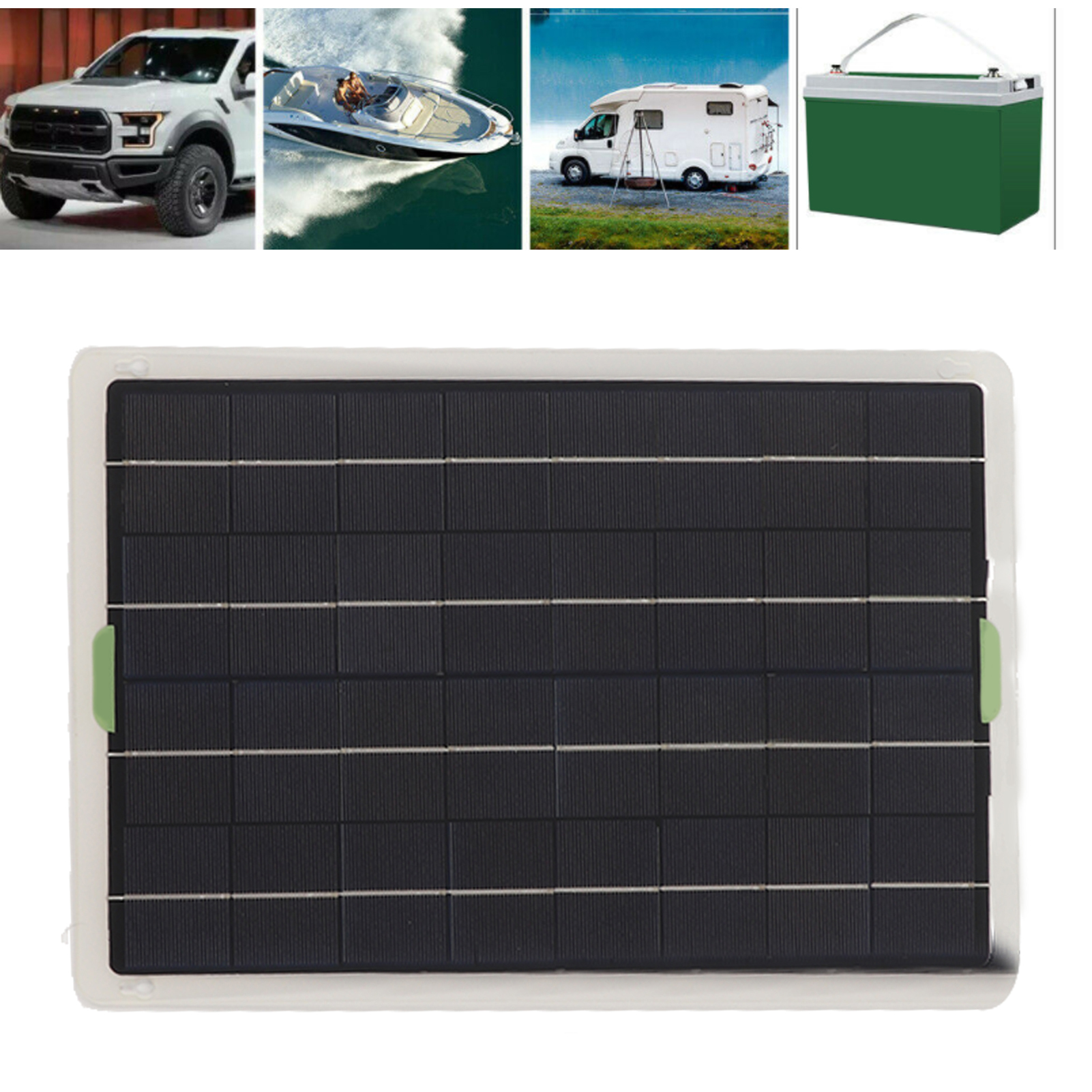 Zubehör Für Wohnmobile: 20-w-monokristallines Solarpanel, Duale Usb-schnittstelle, Batterieklemme Und Zigarettenanzünderkabel