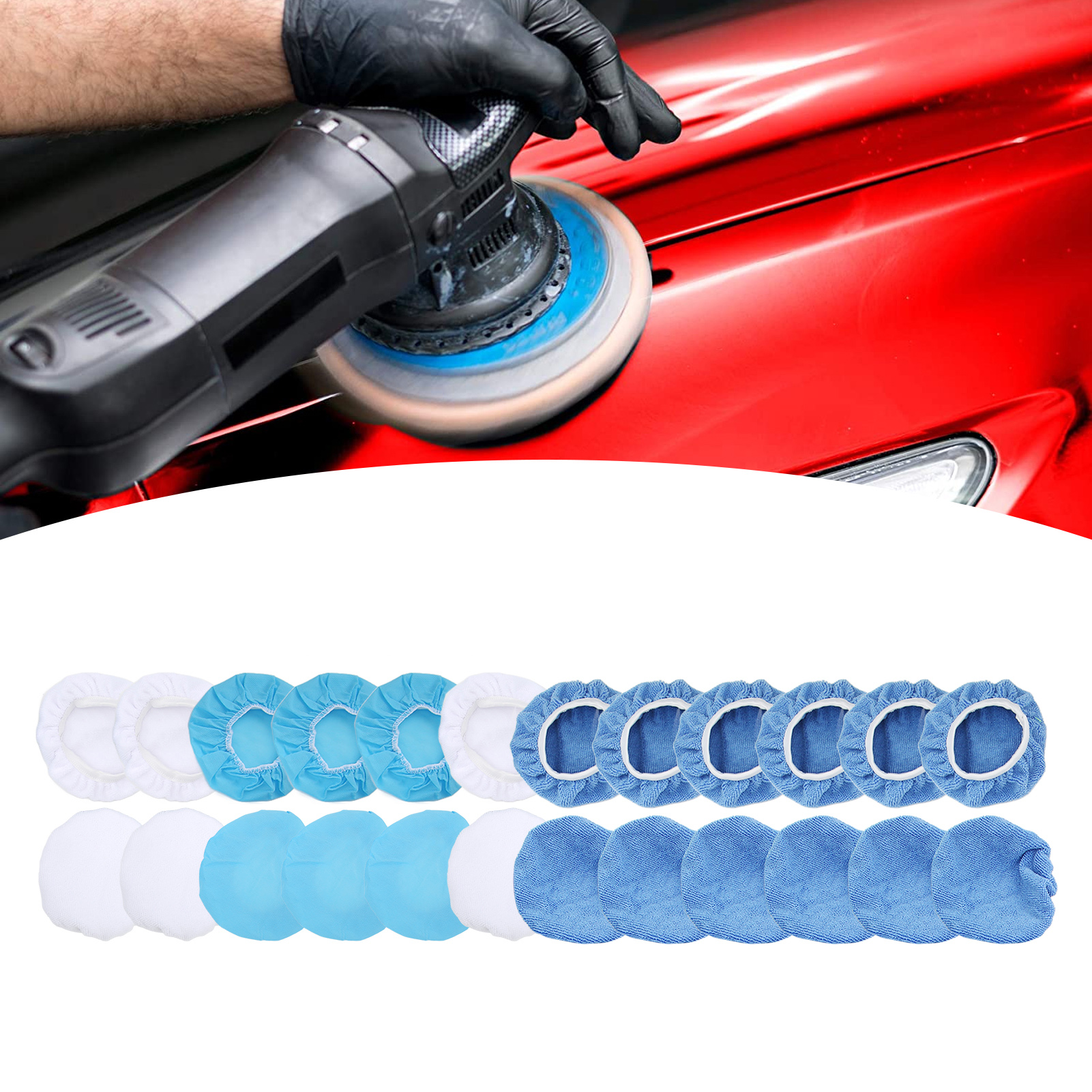 Set Mit 24 Abdeckungen Für 6-zoll-poliermaschinen: 12 Faserabdeckungen + 6 Vlies-polierabdeckungen + 6 Baumwoll-polierabdeckungen, Geeignet Zum Polieren Von Autos/motorrädern/booten.