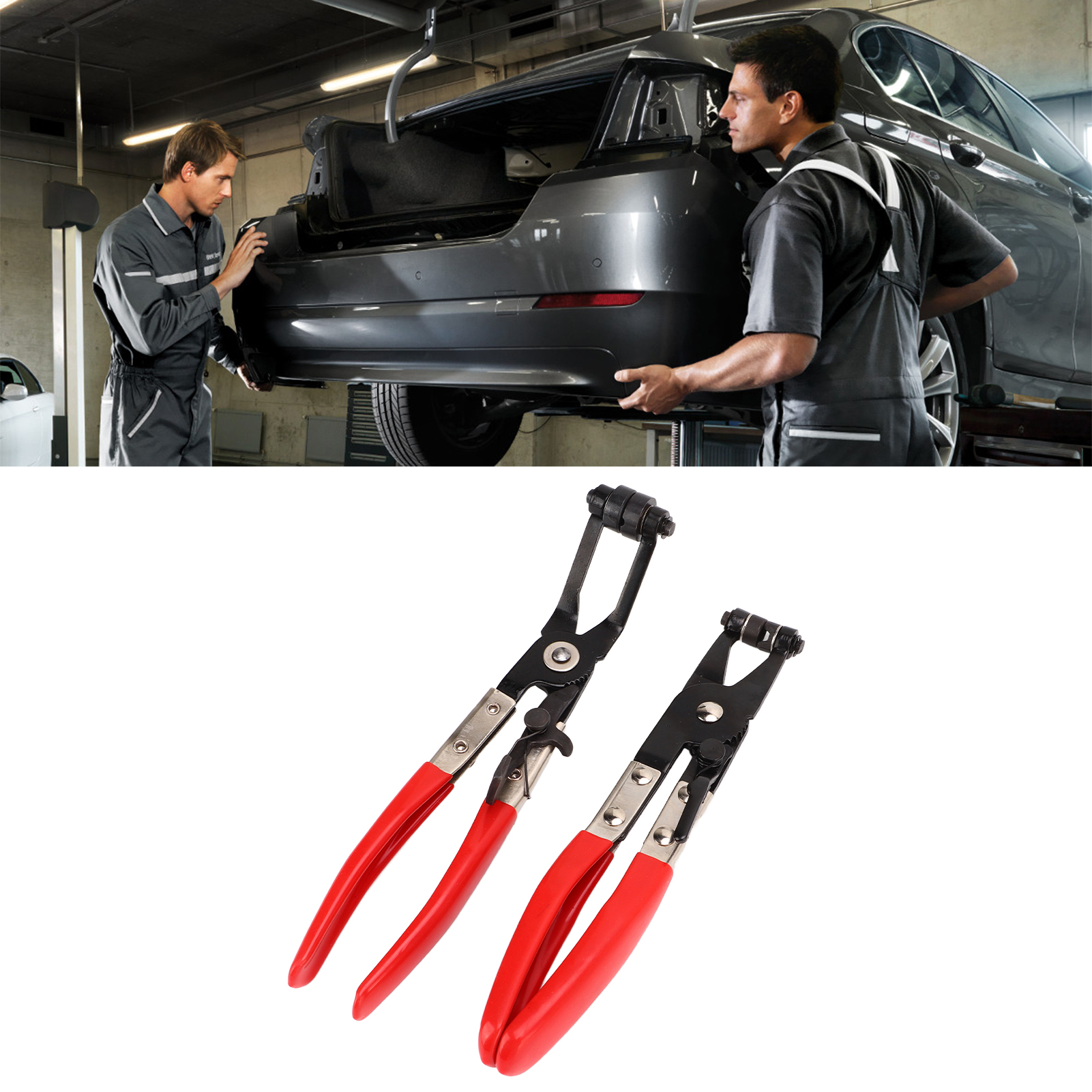 Set Aus 2 Werkzeugen Zum Entfernen Von Autowasserschläuchen: Flachzange Für Schlauchschellen Und 45° Abgewinkelte Flachzange Für Schlauchschellen.