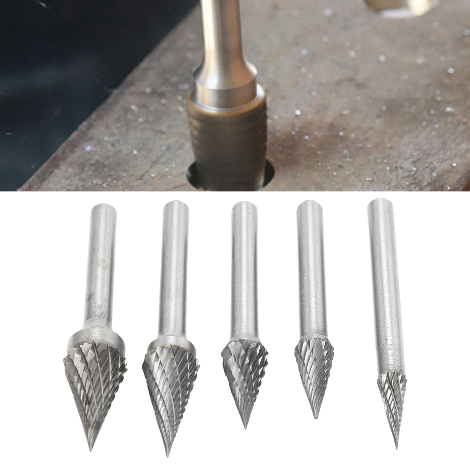 Der M-förmige Doppelnut-rotationsfeilensatz Aus Hartmetall Hat Einen Schaftdurchmesser Von 6 Mm Und Eignet Sich Für Das Oberflächenschleifen In Der Luft- Und Raumfahrt, Der Automobilindustrie Und Im S