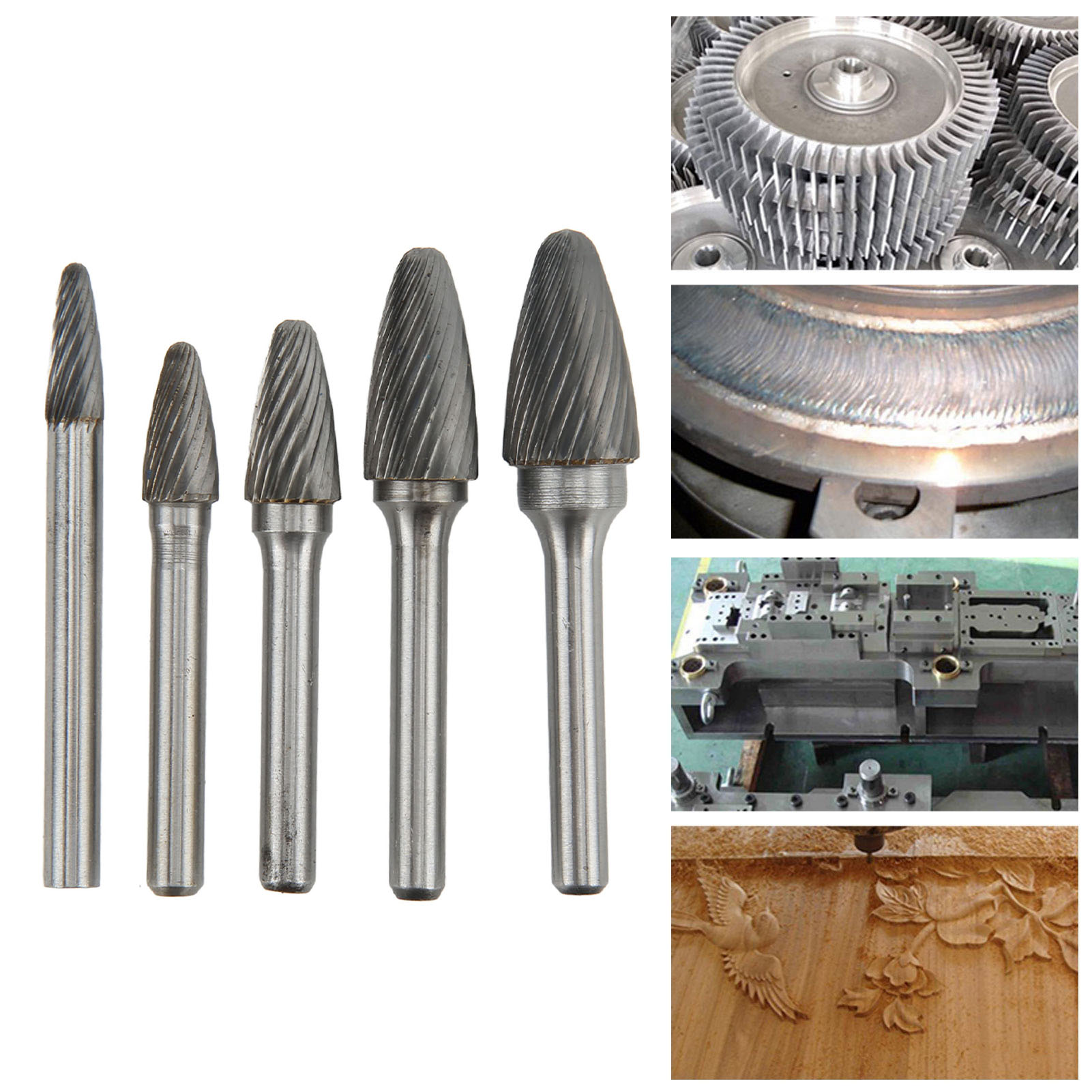 Satz F-förmiger, Einnutiger Hartmetall-rotationsfeilen, 6 Mm Griffdurchmesser, Geeignet Für Das Oberflächenschleifen In Der Luft- Und Raumfahrt, Der Automobilindustrie Und Der Schifffahrt.