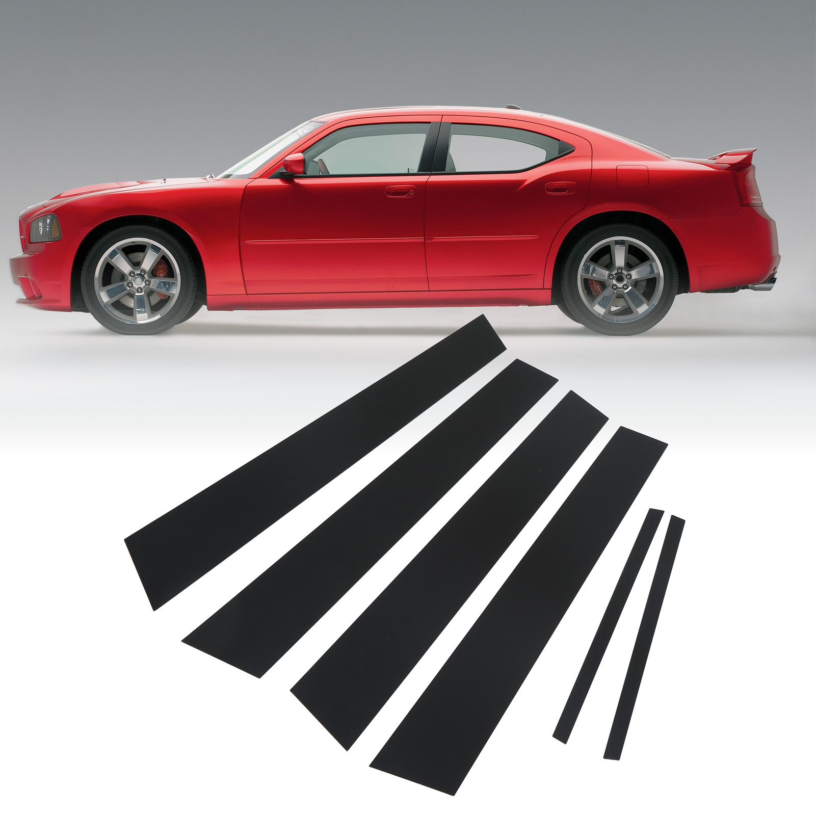 Set Mit 6 Glänzend Schwarzen 4d-pc-style-spiegel-fenstersäulen-zieraufklebern Für Dodge Charger 2011-2021
