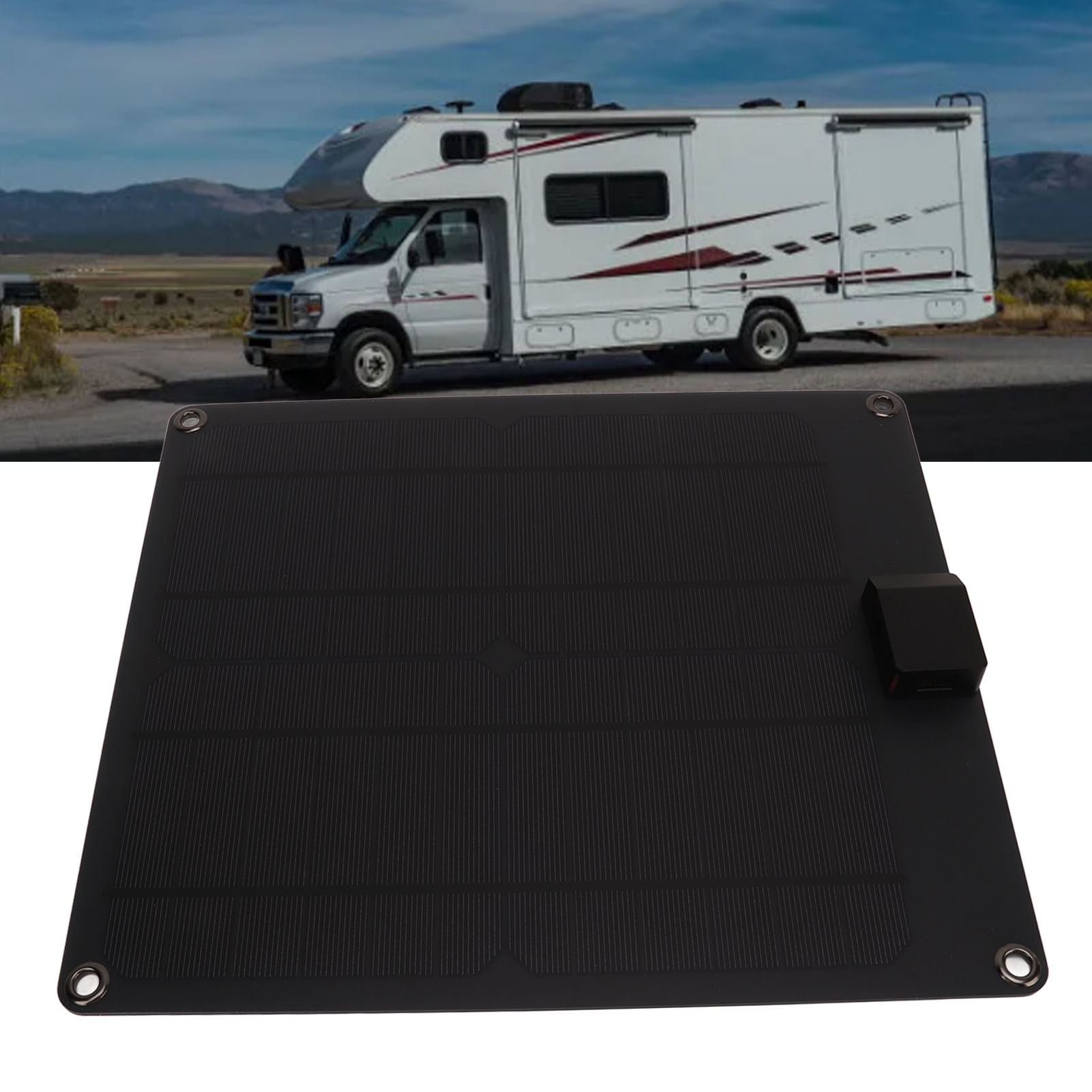 Monokristallines Silizium-solarpanel Mit Zwei Ausgängen (5v/12v), 15w, Für Auto, Boot, Anhänger Oder Wohnmobil (ohne Batterie), Schwarz.