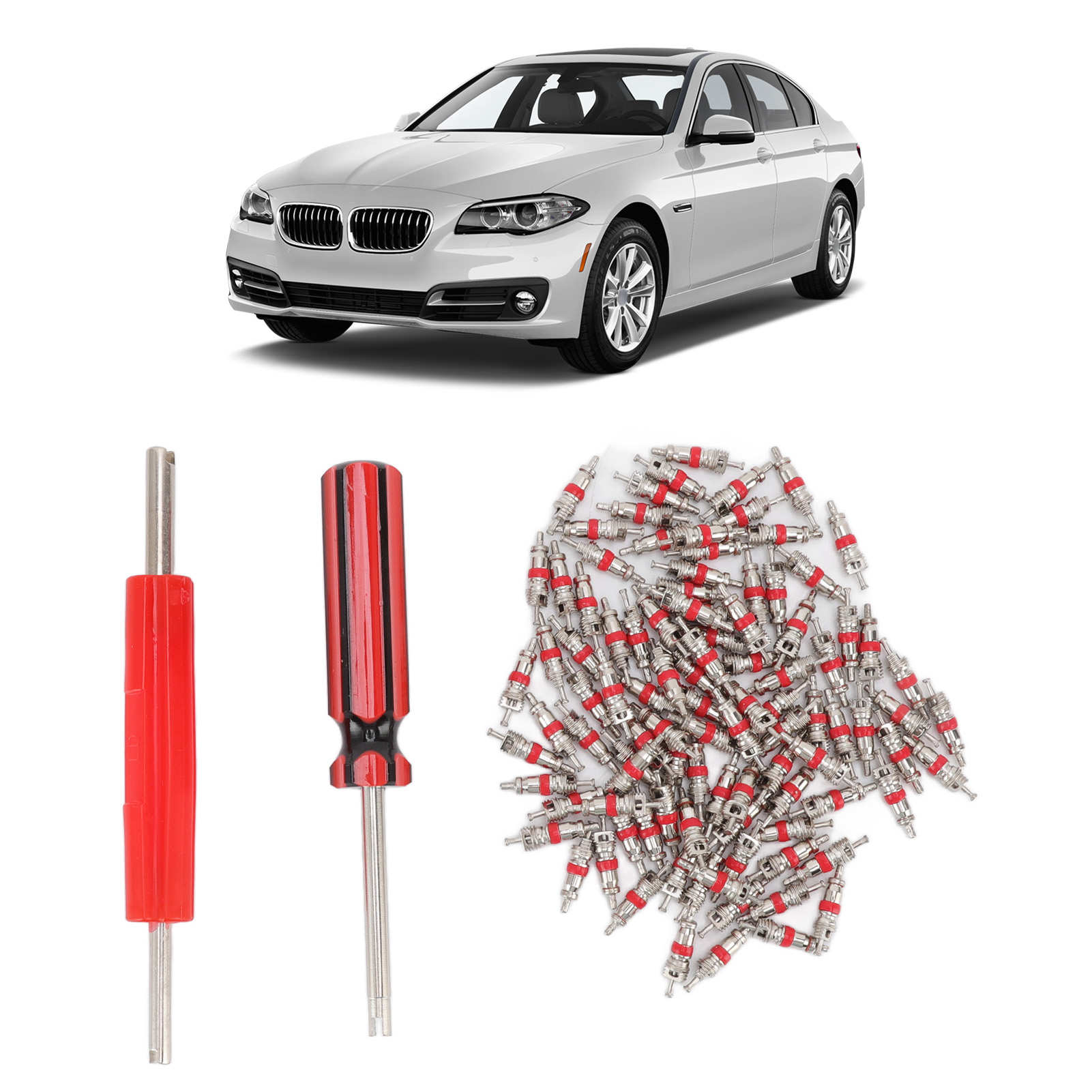 Ventileinsatz-reparaturset Mit 100 Teilen + 2 Schlüsseln, Geeignet Für Pkw, Lkw, Suvs, Fahrräder Und Quads.