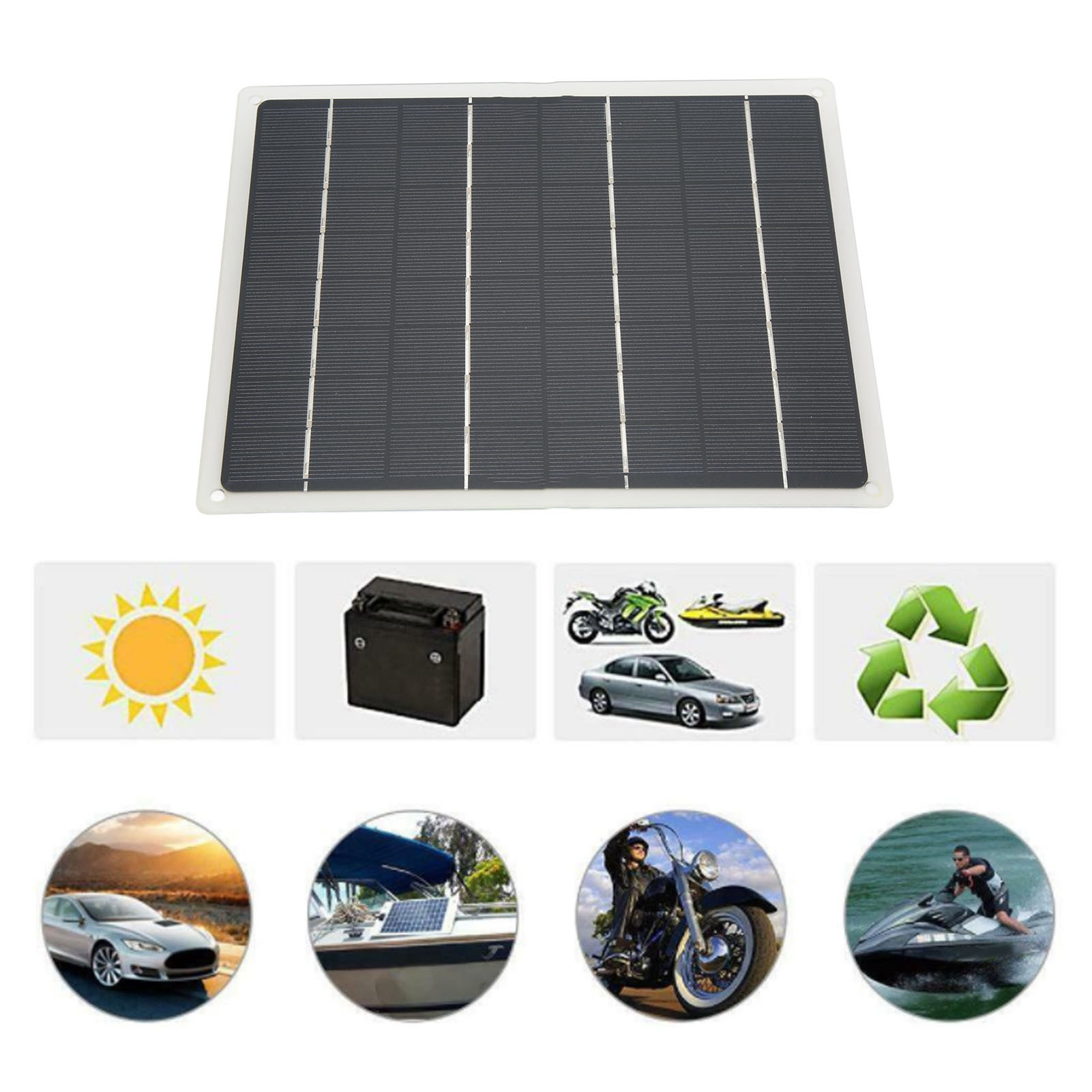 Wohnmobilzubehör: 10-w-monokristallines Solarpanel, Duale Usb-schnittstelle, Batterieklemme Und Zigarettenanzünderkabel