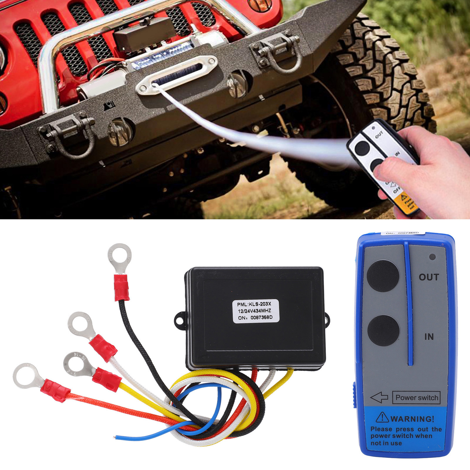 Universelle Drahtlose Fernbedienung Für 12v/24v-seilwinden (fernbedienung + Empfänger, Fernbedienung Mit Integriertem Akku) (kls-203x) (akku Enthalten)