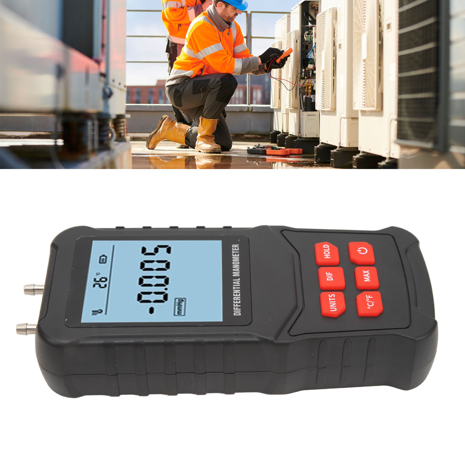 Digitales Manometer, Gasdruckprüfgerät, Druckprüfset Für Lüftungs- Und Klimaanlagen (batterie Nicht Enthalten) (k20a)
