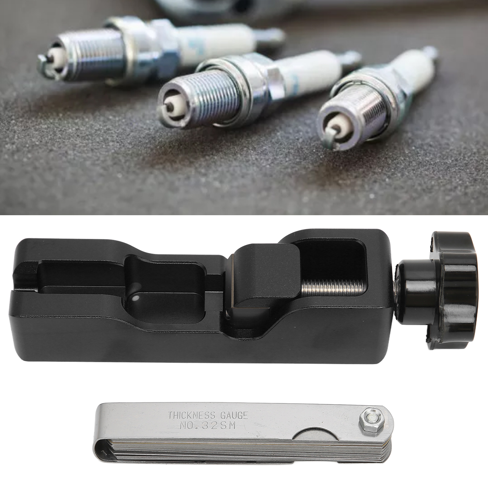Werkzeug Zum Einstellen Des Zündkerzenabstands + Fühlerlehre, Geeignet Für Die Meisten Schwarzen Zündkerzen Mit 10 Mm, 12 Mm, 14 Mm Und 16 Mm Durchmesser.