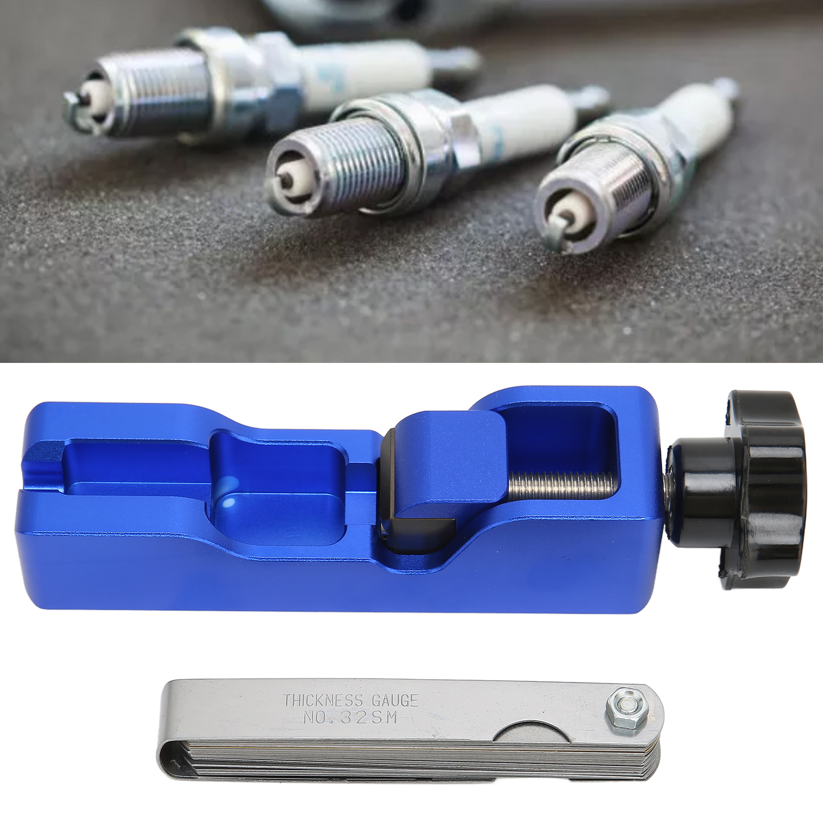 Werkzeug Zum Einstellen Des Zündkerzenabstands + Fühlerlehre, Geeignet Für Die Meisten Blauen 10-mm-, 12-mm-, 14-mm- Und 16-mm-zündkerzen.