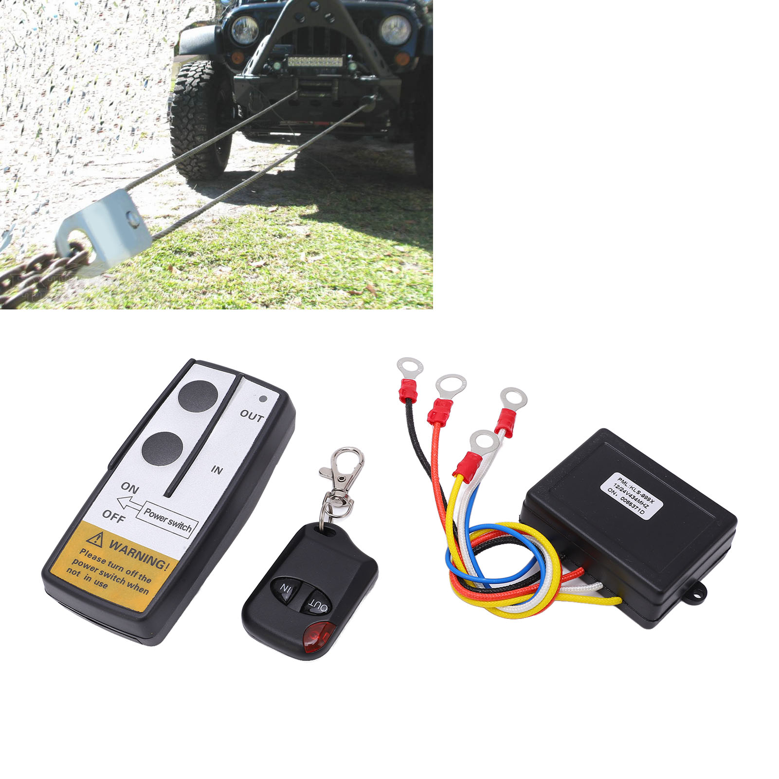 Universelles Funkfernbedienungsset Für 12v/24v-seilwinden: 1 Fernbedienung + 1 Fernbedienungsschlüssel + 1 Empfänger (fernbedienung Und Fernbedienungsschlüssel Mit Eingebauten Batterien) (kls-998x) (b