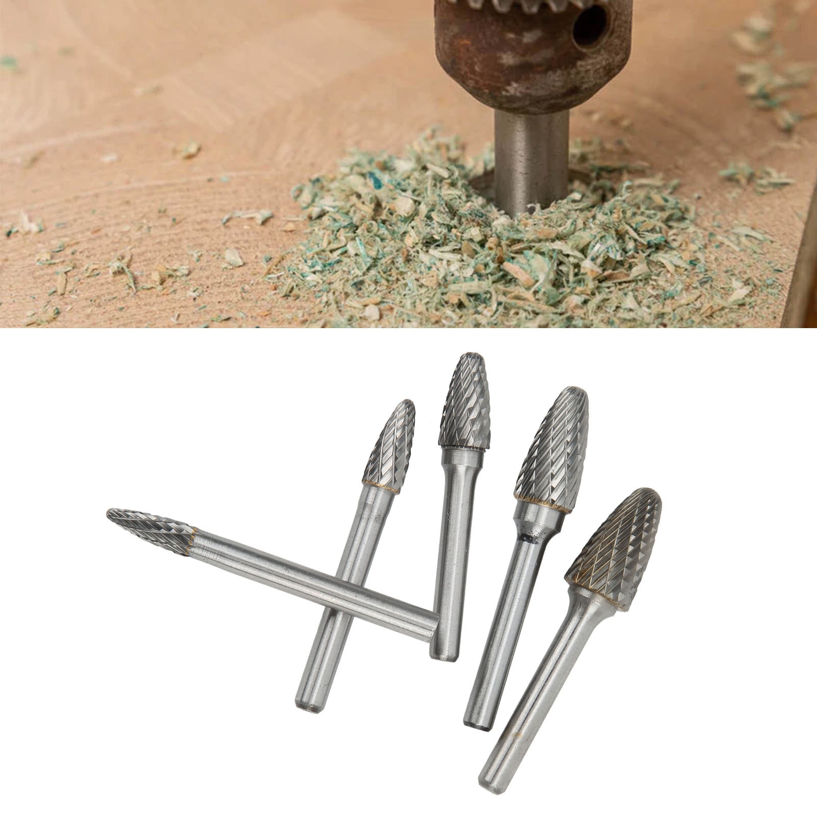 Satz F-förmiger Doppelnut-rotationsfeilen Aus Hartmetall, 6 Mm Griffdurchmesser, Geeignet Für Das Oberflächenschleifen In Der Luft- Und Raumfahrt, Der Automobilindustrie Und Der Schifffahrt.