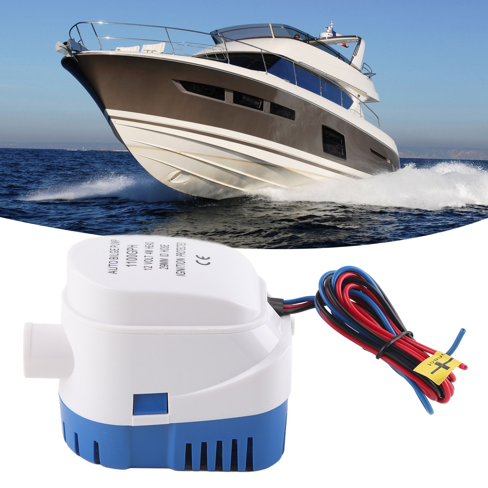 Schwarze Dc12v 1100 Gph Düngemittelpumpe Mit 1-1/8 Zoll Ablassschlauch, Geeignet Für Wohnmobile, Yachten Usw. (a8599)