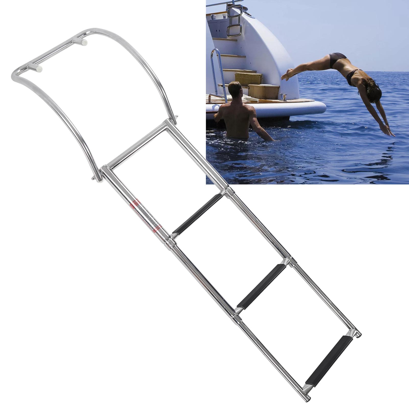 Dreistufige, Klappbare Deckleiter Für Yachten, Aus Edelstahl 316 (überdimensioniert Und Zu Schwer)