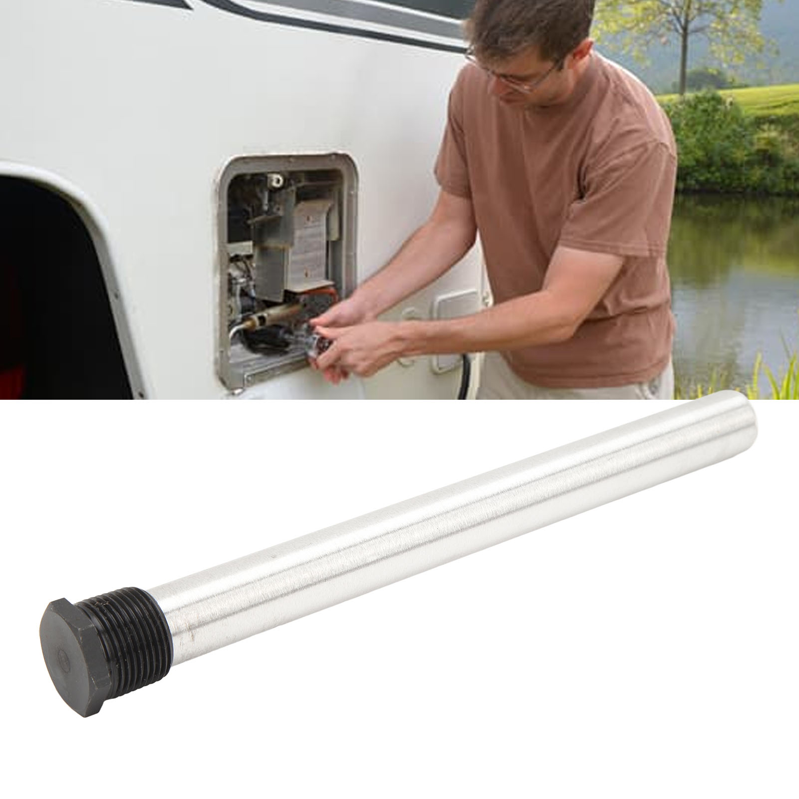Anode Für Wohnmobil-wassererhitzer, Magnesiumstab Mit 3/4 Npt-gewinde, Polierte Schwarze Flache Kappe, Geeignet Für Wohnmobil-wassererhitzer.