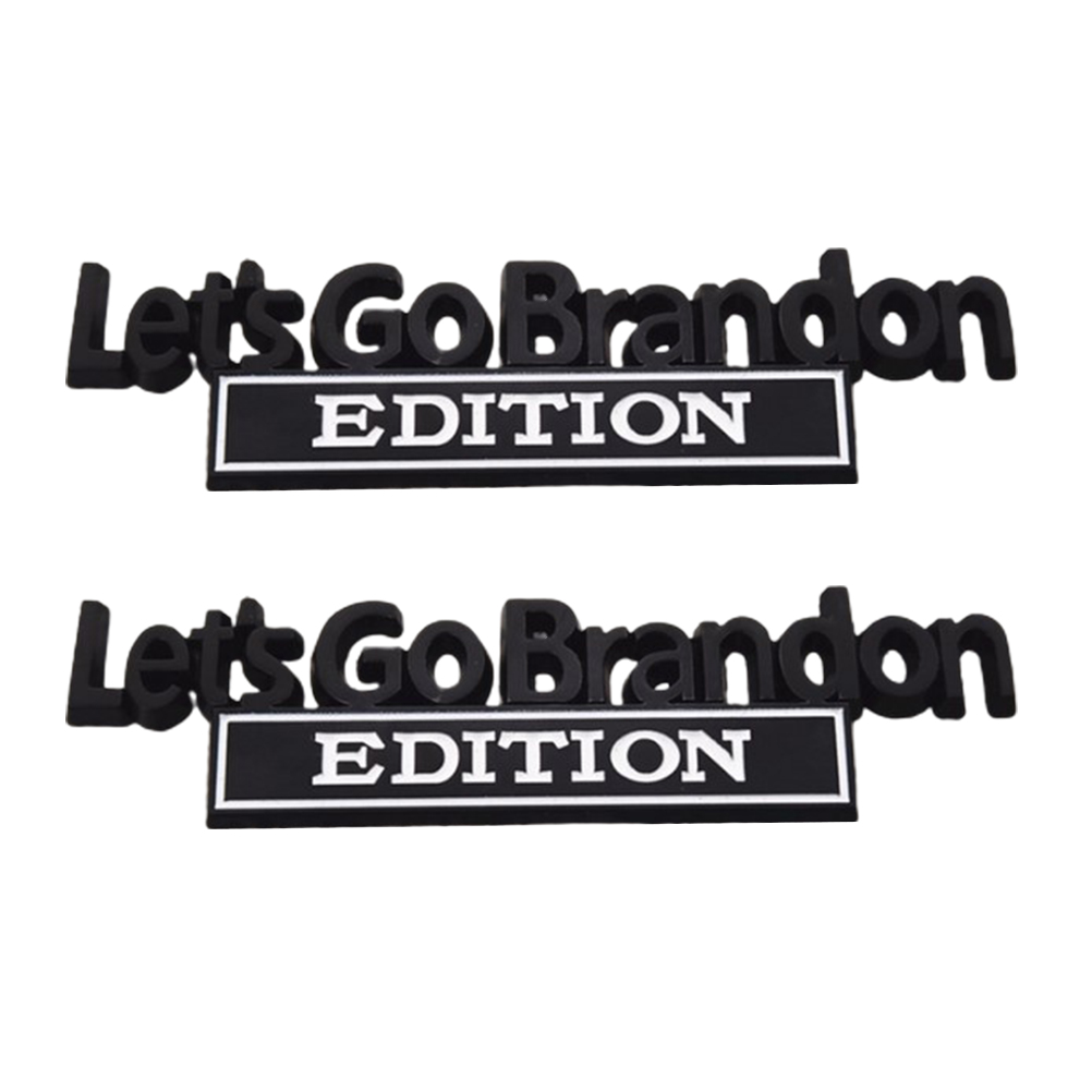 [yue Xing Hui] Set Mit 2 Metallischen Karosserieaufklebern „let's Go Brandon“, Heckemblem, Schwarz Und Weiß (taschen Inklusive), Wie Abgebildet.
