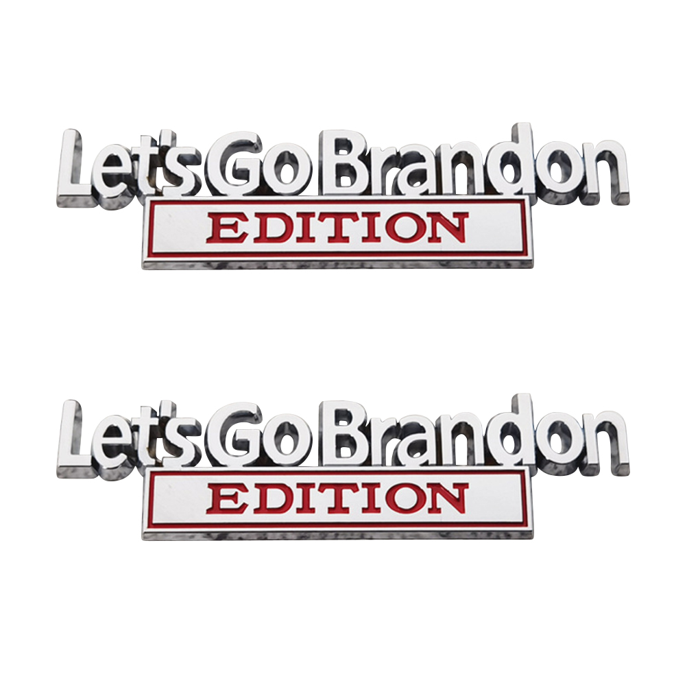 [yue Xing Hui] Set Mit 2 Metallischen Karosserieaufklebern „let's Go Brandon“ (heckemblem), Silber/rot (siehe Foto), Einzeln Verpackt.