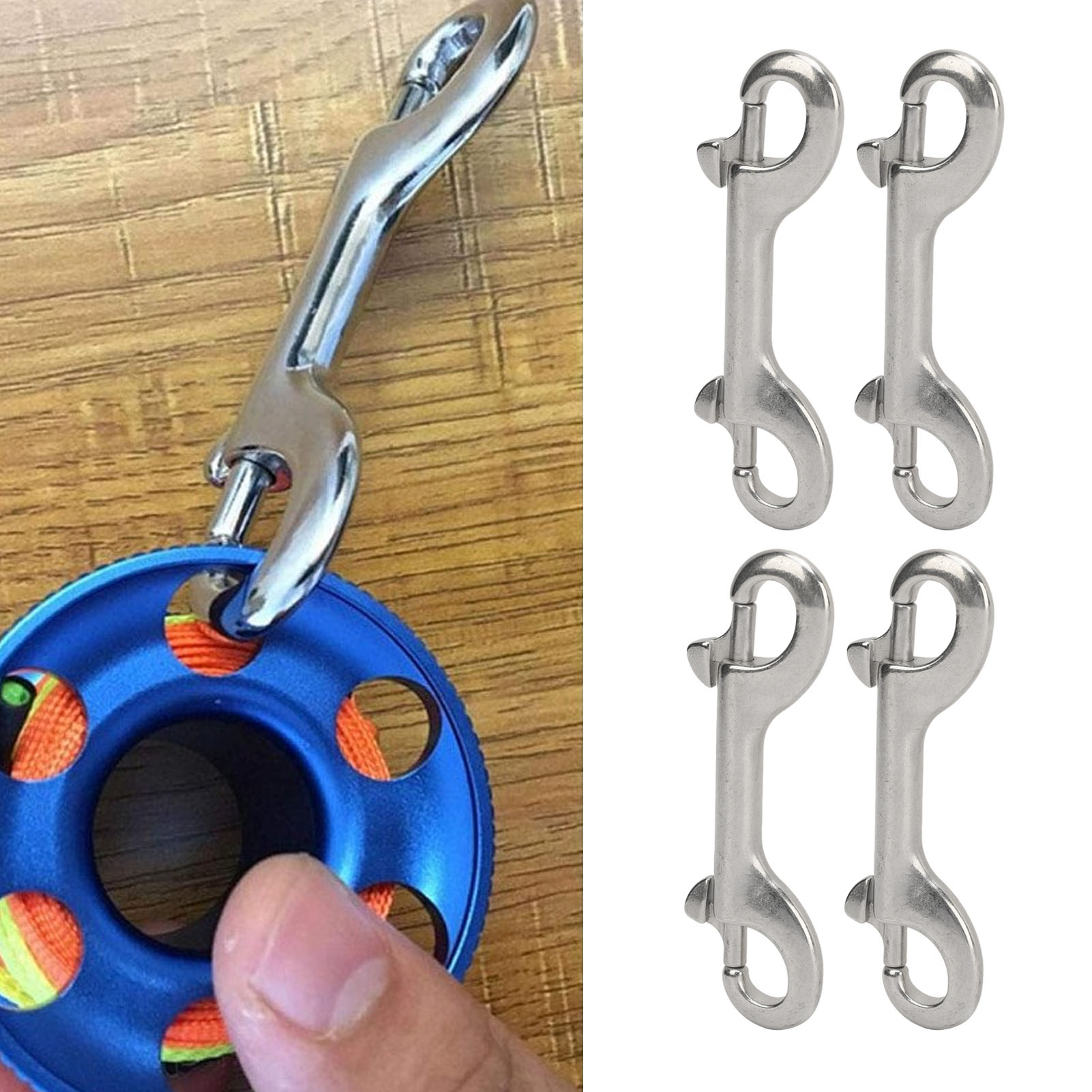 4 Doppelhaken Aus Seewasserbeständigem Edelstahl 316, Federhaken Typ B, 100 Mm