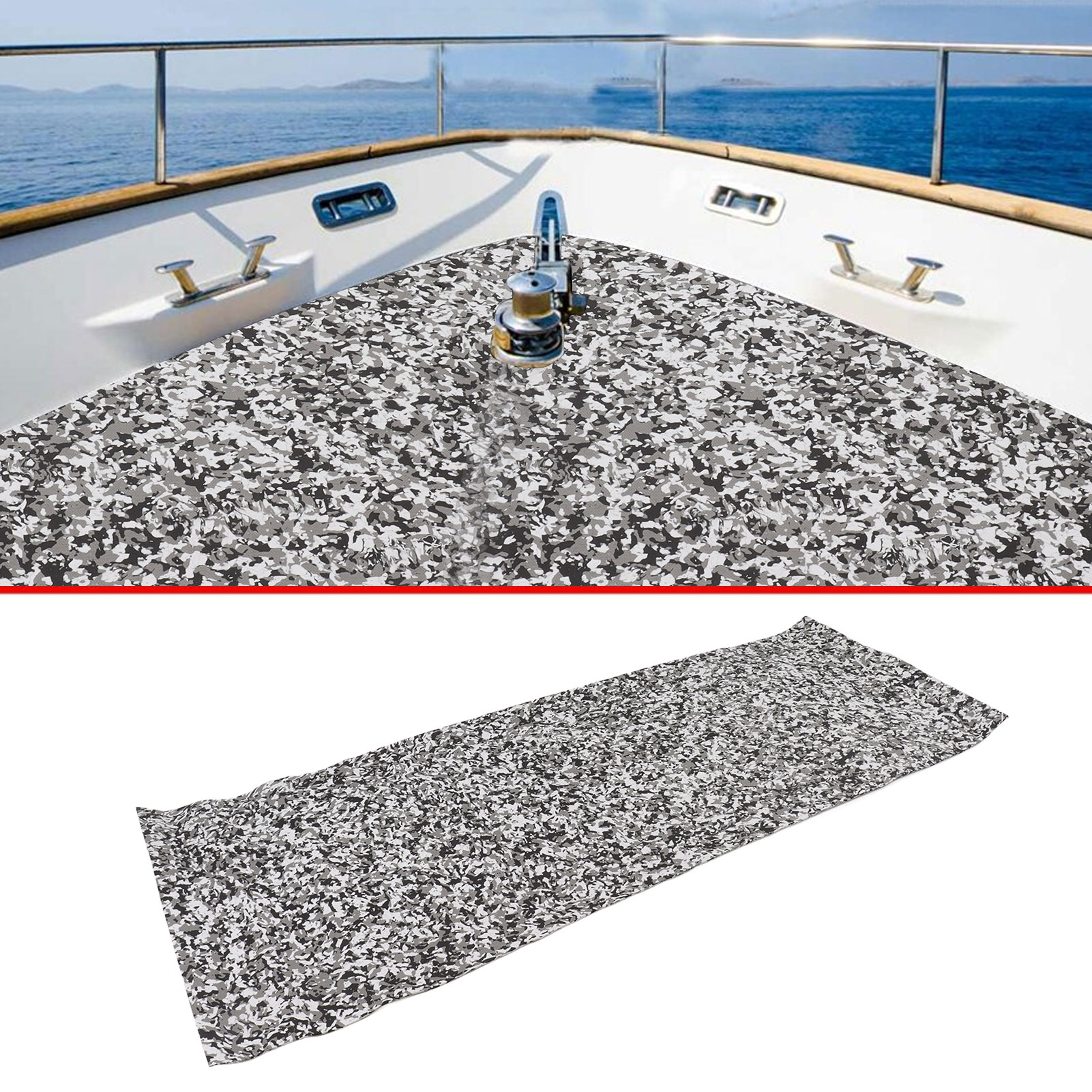 Yacht-/bootsbodenmatte, Eva-tarnmatte, Tarnmuster, Rutschfeste Matte, 240 X 90 Cm, Schwarz, Grau, Weiß (große Größe)