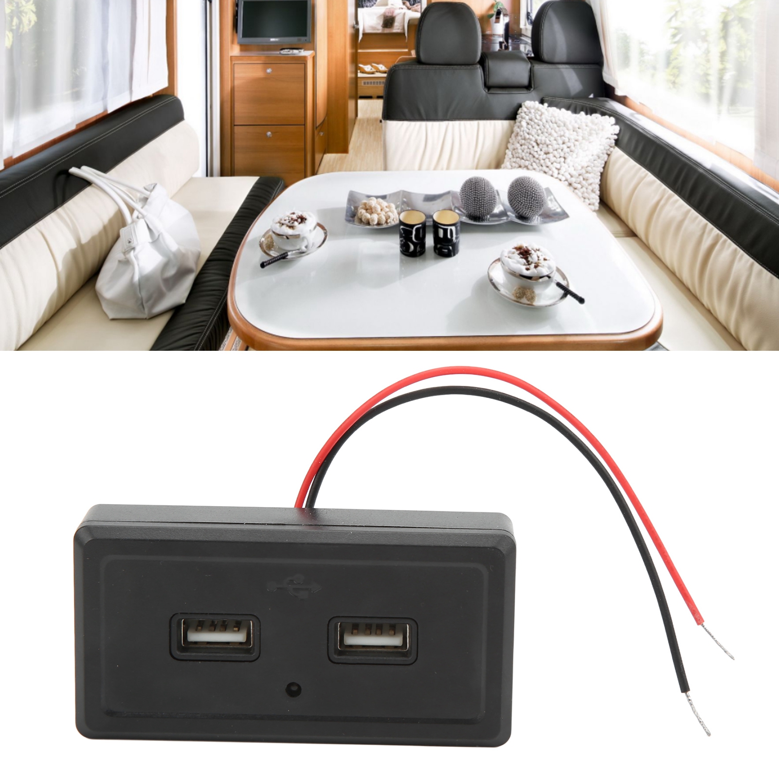 Modifiziertes Universelles Autoladegerät/automöbelladegerät Mit Zwei Usb-eingängen, Geeignet Für Wohnmobile/busse, 12 V/24 V (blaue Leuchte)
