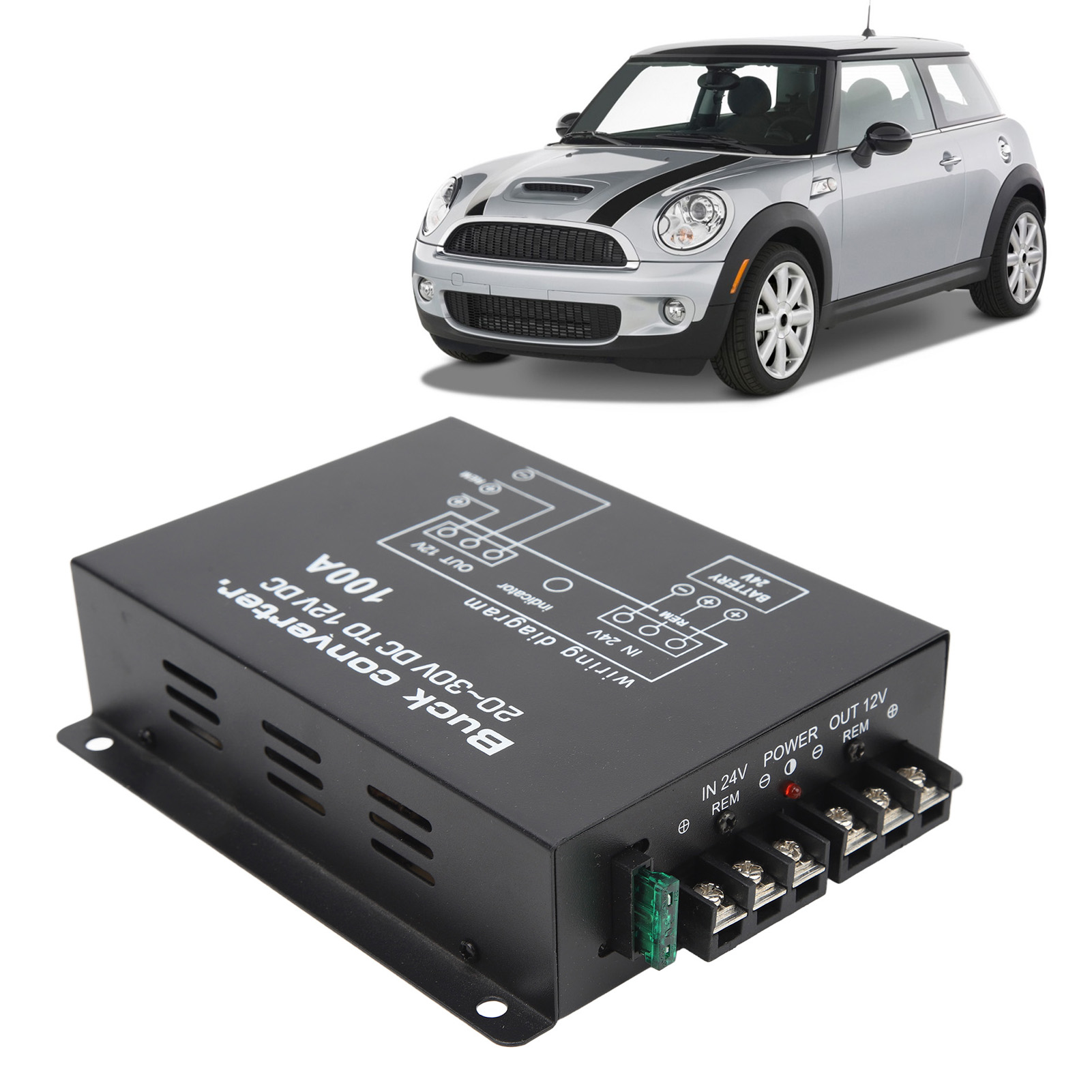 100a Kfz-stromwandler, 24v Auf 12v Dc Abwärtstransformator (schwarz, 100a)
