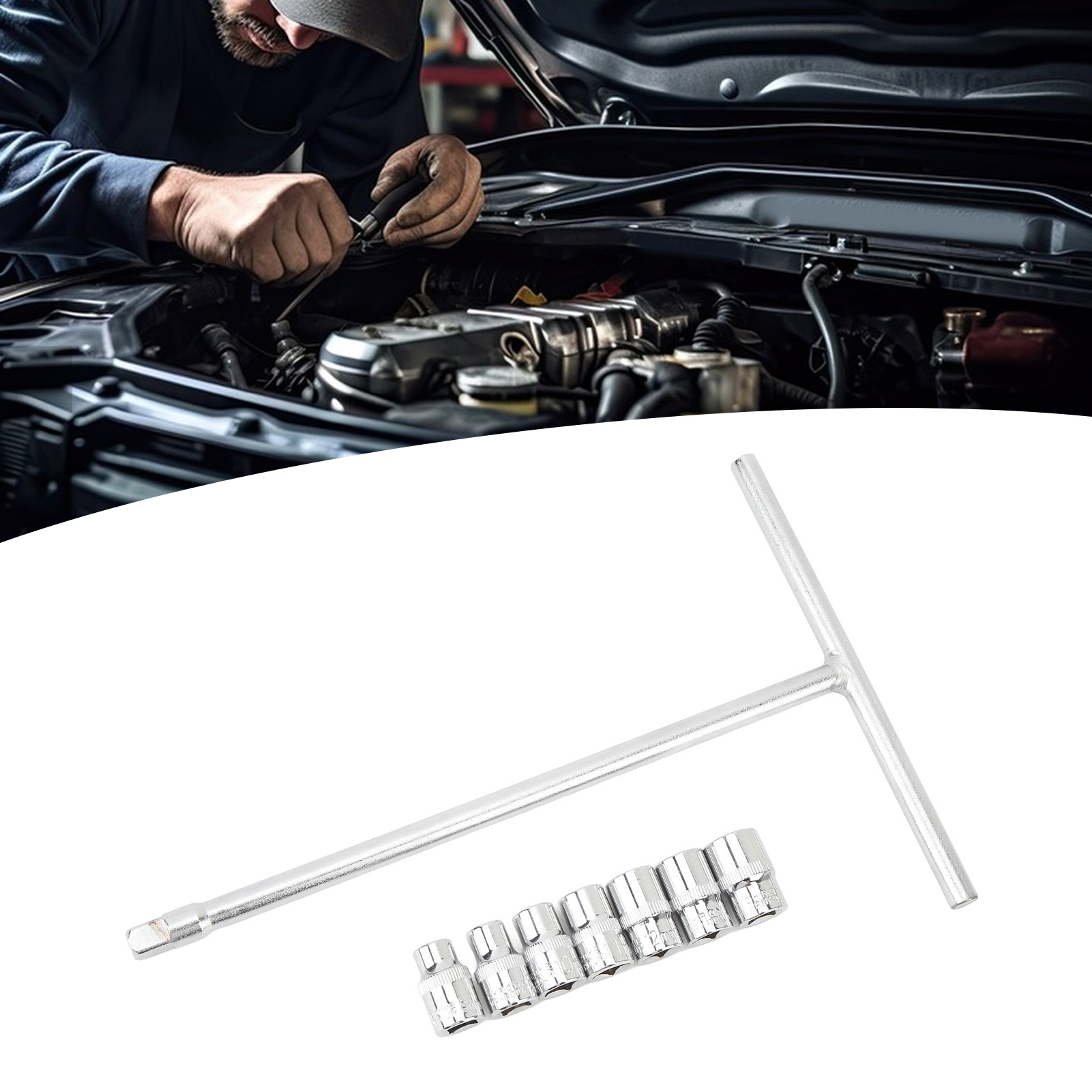 Schnellverschluss-t-griff-steckschlüssel Mit 3/8"-antrieb Und 8, 9, 10, 11, 12, 13 Und 14 Zoll Stecknüssen