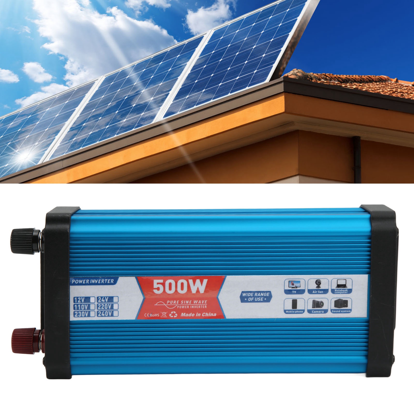 500-w-wechselrichter Von Pure Wave, Kfz-wechselrichter, Blau, Zwei Usb-anschlüsse, Mit Digitalanzeige, 12 V Bis 110 V