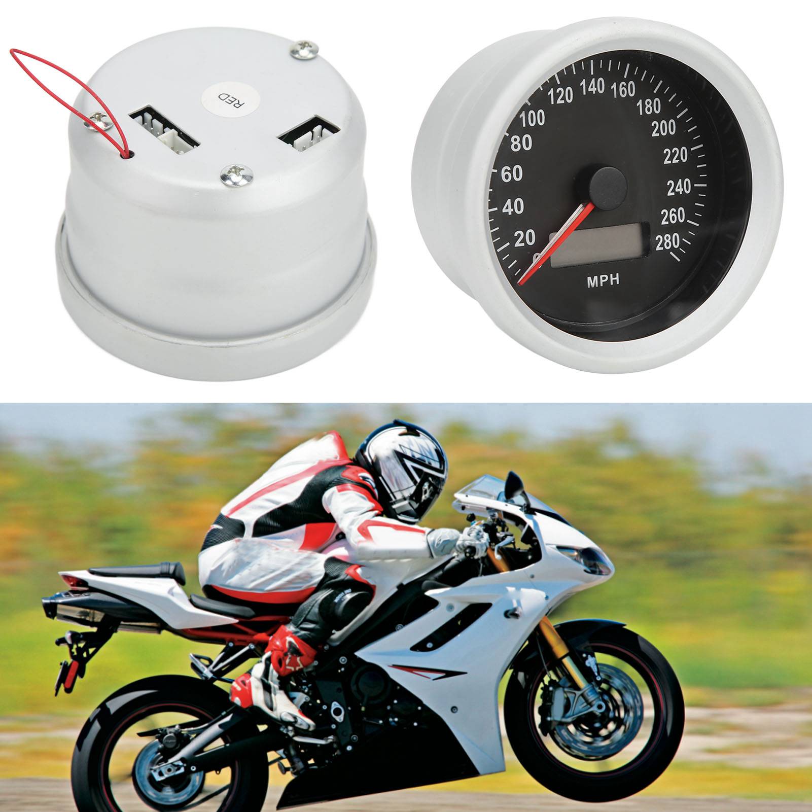 Defi Elektronischer Tachometer Mit Roten Und Blauen Kontrollleuchten Für Autos, Mph/kmh-tachometer Für Motorräder.