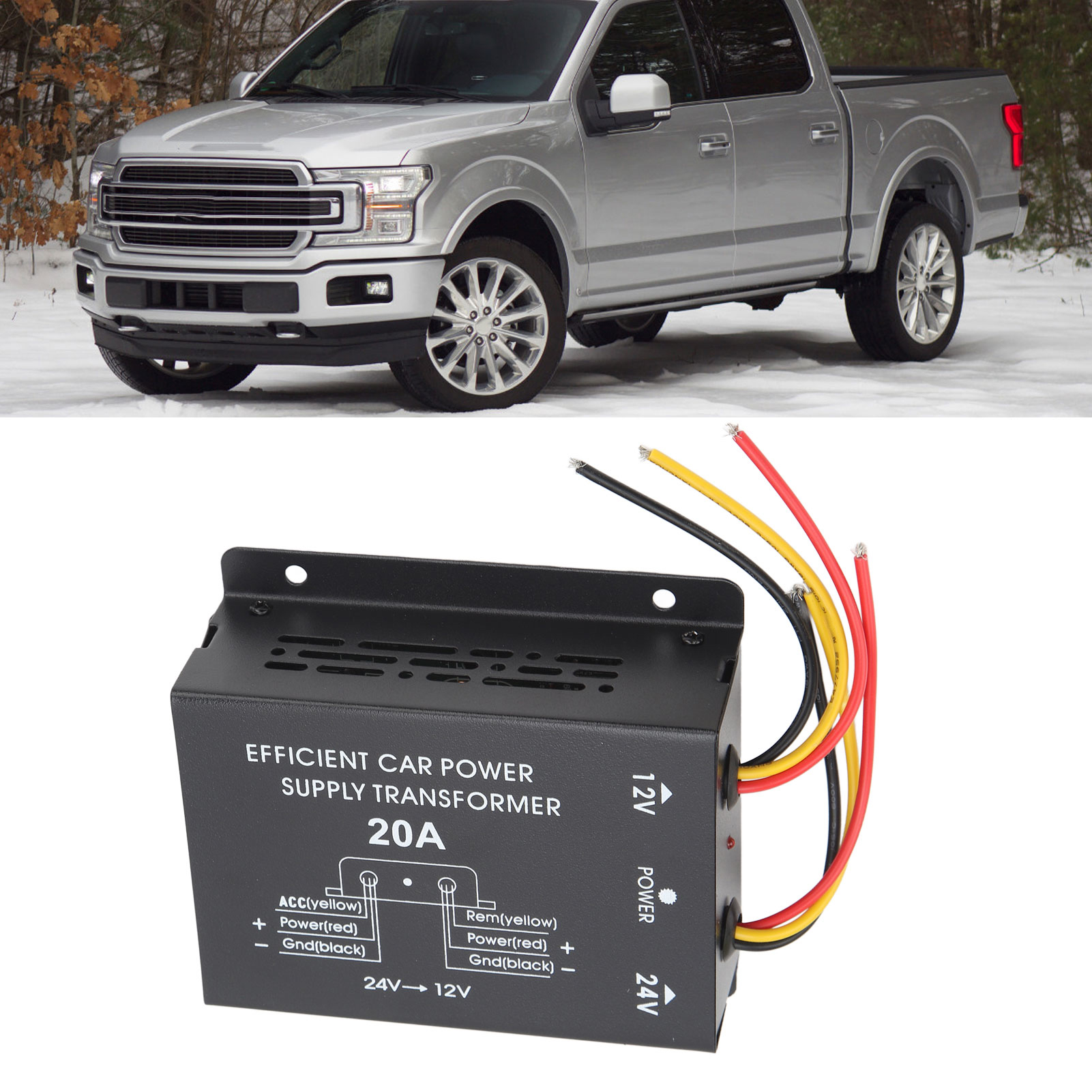 20a 24v Auf 12v Kfz-stromwandler, Abwärtstransformator, Konverteradapter (20a Schwarz)