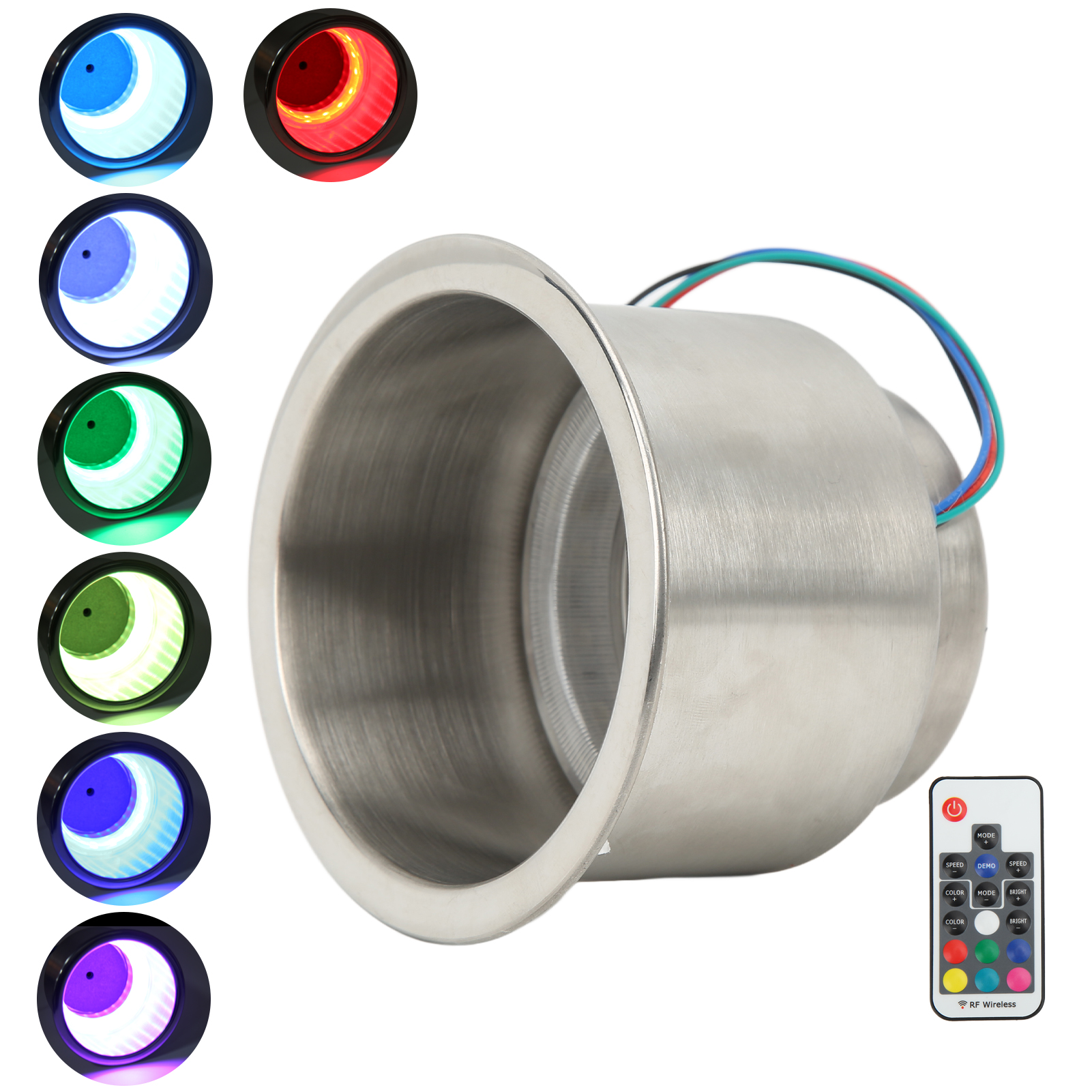 Rgb-edelstahl-becherhalter Für Auto Und Boot + Fernbedienung (mit Eingebauter Batterie)