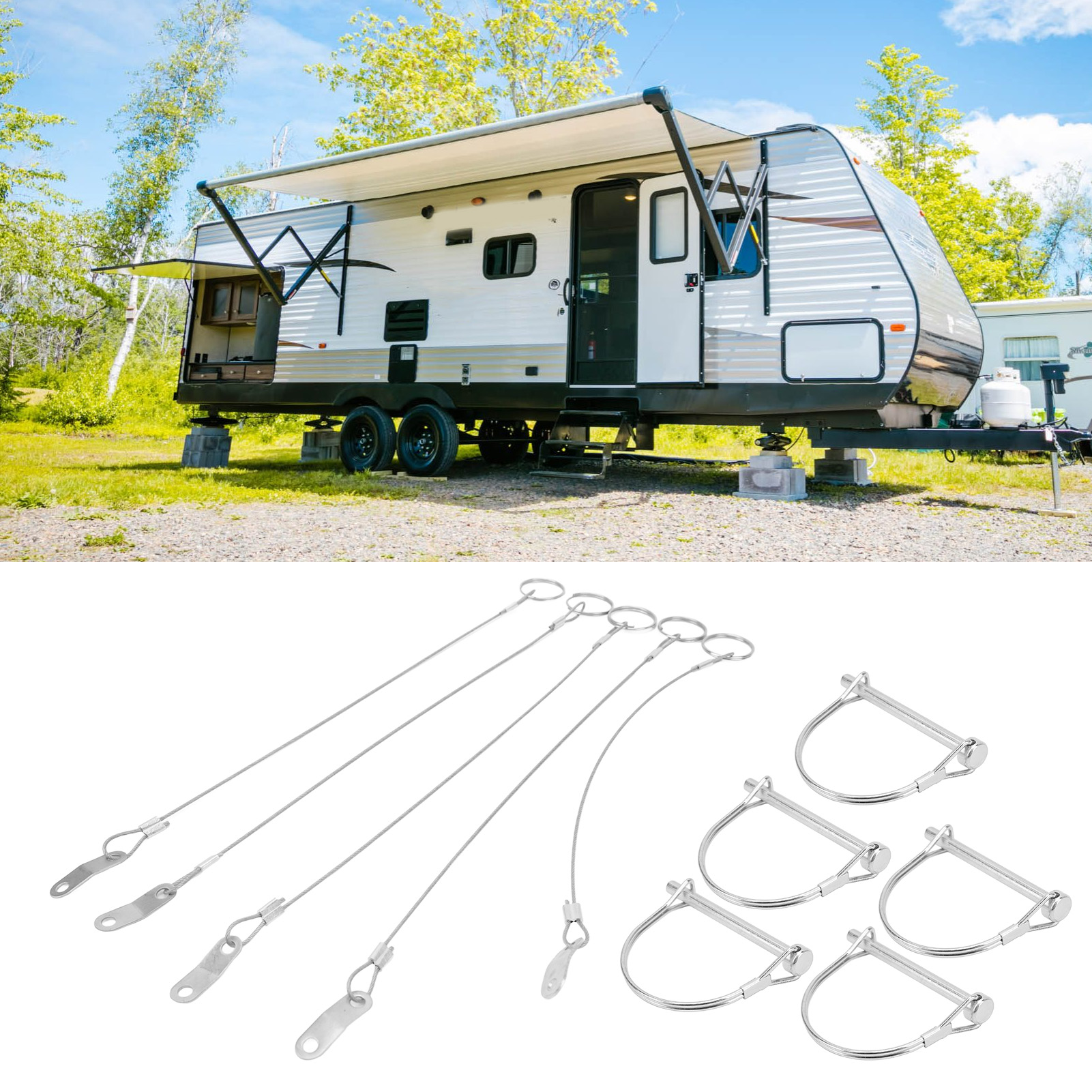 Satz Mit 5 Gebogenen Edelstahl-sicherheitsbolzen 6 Mm X 70 Mm Mit Verlustsicherungsketten, Geeignet Für Atvs, Utvs, Orvs, Suvs, Lkws, Jeeps, Anhänger Und Mehrzweckfahrzeuge Mit Seilwinden (a8056)