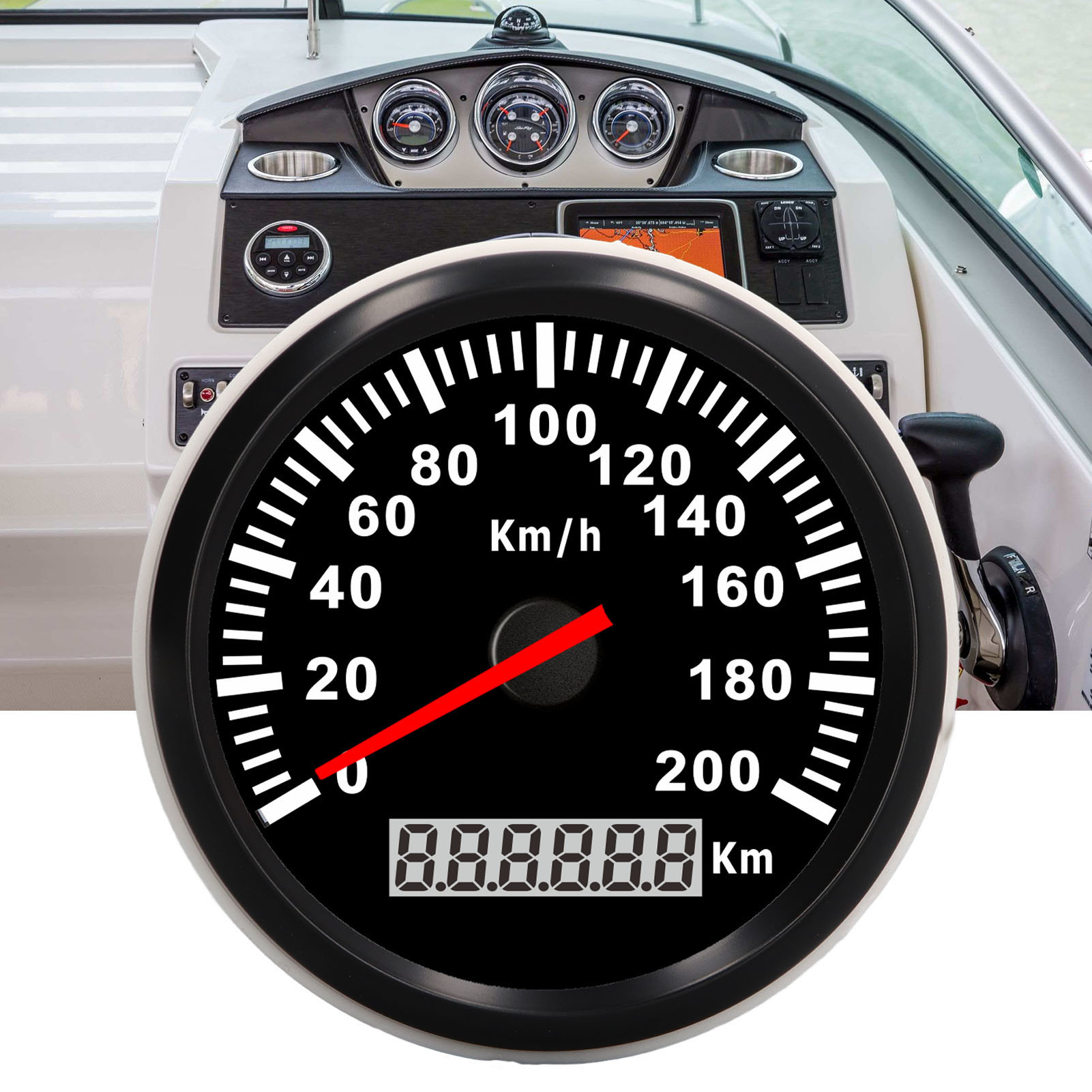 85-mm-schiffsgeschwindigkeitsmesser Und Kilometerzähler (0–200 Km/h, 0–99999,9 Km/h) – Zwei-in-eins-gerät Für Yachten, Boote, Wohnmobile Und Motorräder (schwarzes Zifferblatt, Schwarzer Rahmen)
