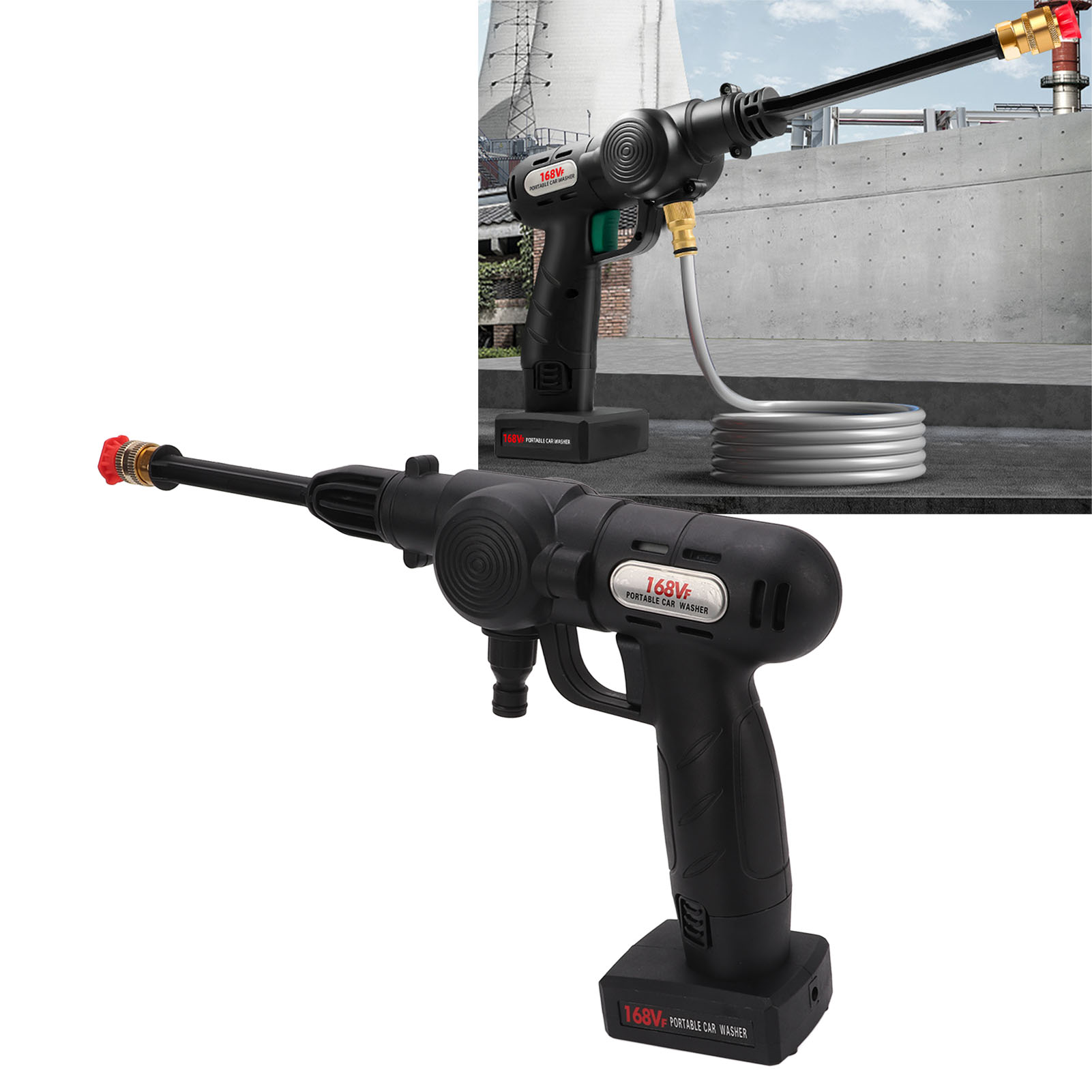 Tragbarer, Kabelloser Elektrischer Hochdruck-autoreiniger Mit Lithium-akku, Hochleistungs-wasserpistole Für Die Autowäsche Zu Hause, Us-standard 110-240 V (mit Eingebautem Akku) (übergewicht)