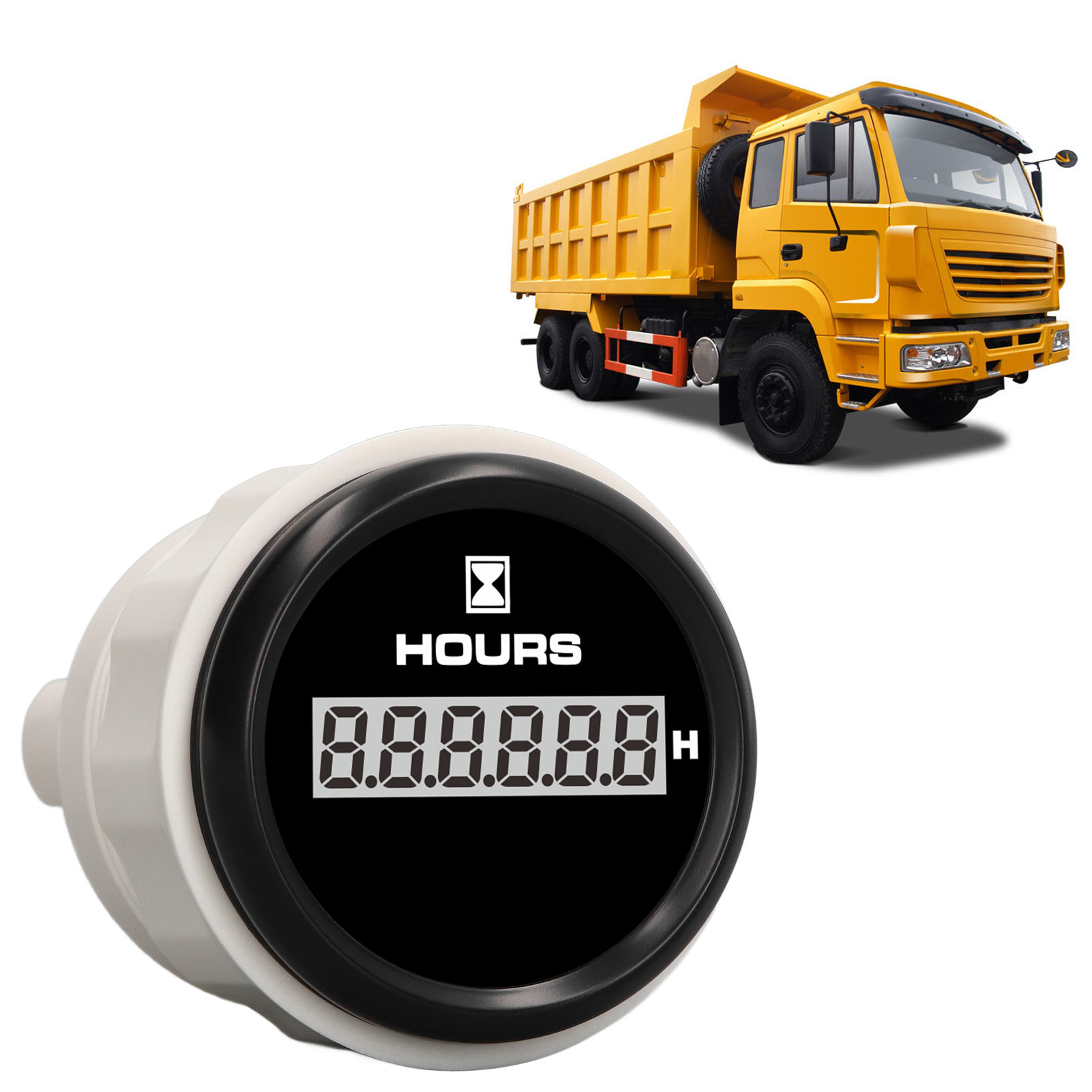 52-mm-schiffs-digitalbetriebsstundenzähler Mit 7-farbiger Hintergrundbeleuchtung 0-99999,9h (schwarzer Hintergrund Und Schwarzer Rahmen)
