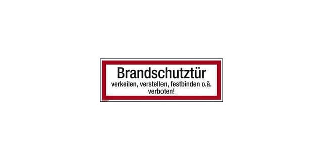Soennecken - Hinweisschild 29,7 x 10,5 cm (b x h) Brandschutztür verkeilen verstellen festbinden o.ä. verboten PVC-Folie