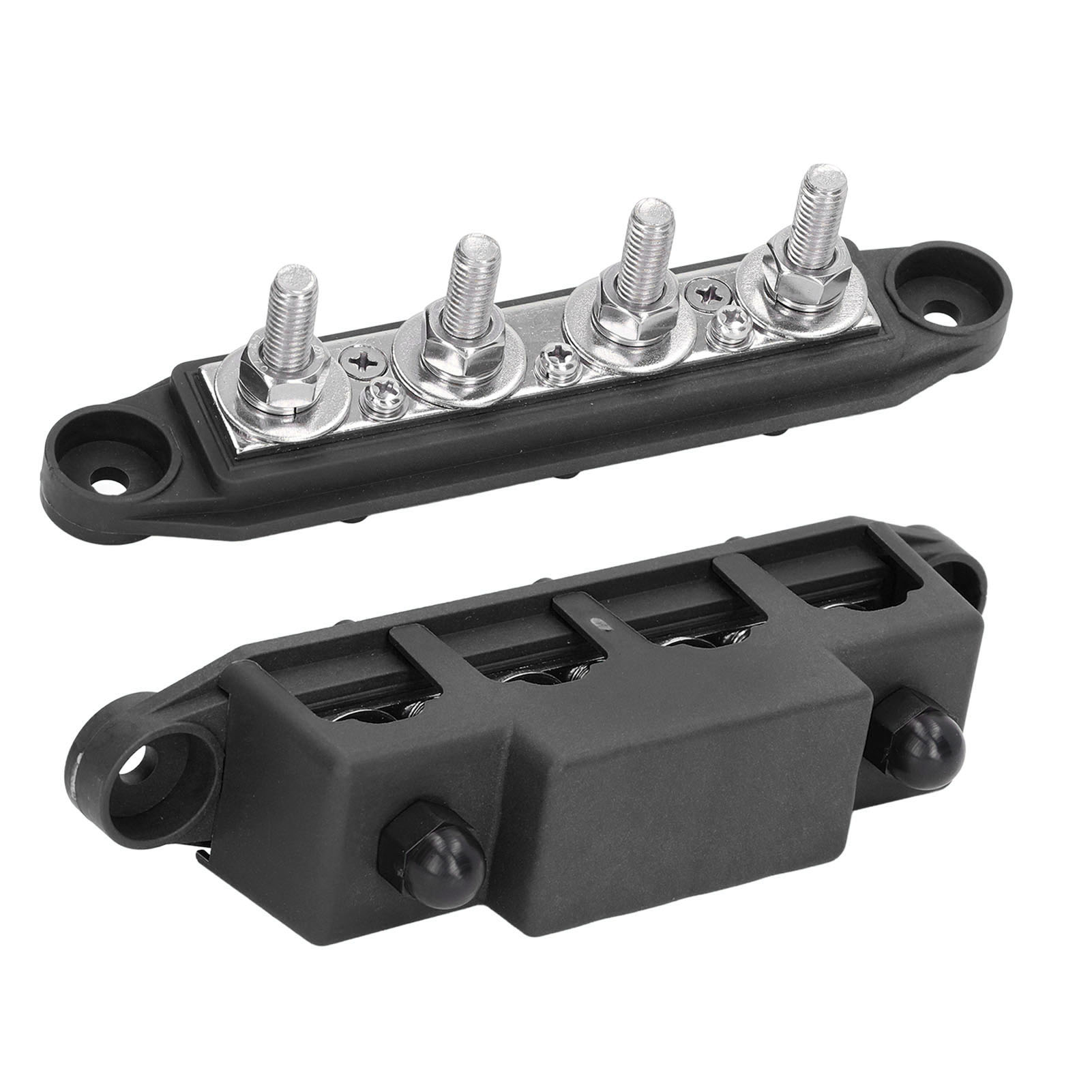 Stromschiene Für Freizeitfahrzeuge Und Boote, 4-loch 5/16"-schalterblock Mit Abdeckung, Schwarz (cp-0823-02)