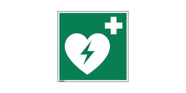 Hinweisschild 20 x 20 cm (b x h) E010 Defibrillator als Fahnenschild Hart-PVC